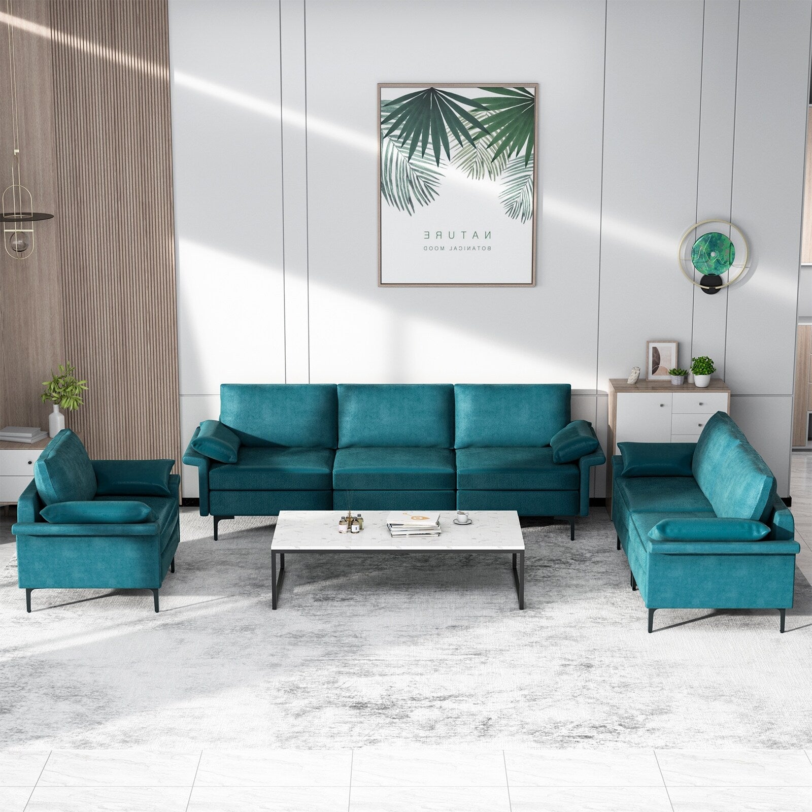 Costway Modern Modular Fabric 3-Seat Sofa Couch Living Room Furniture - See Details