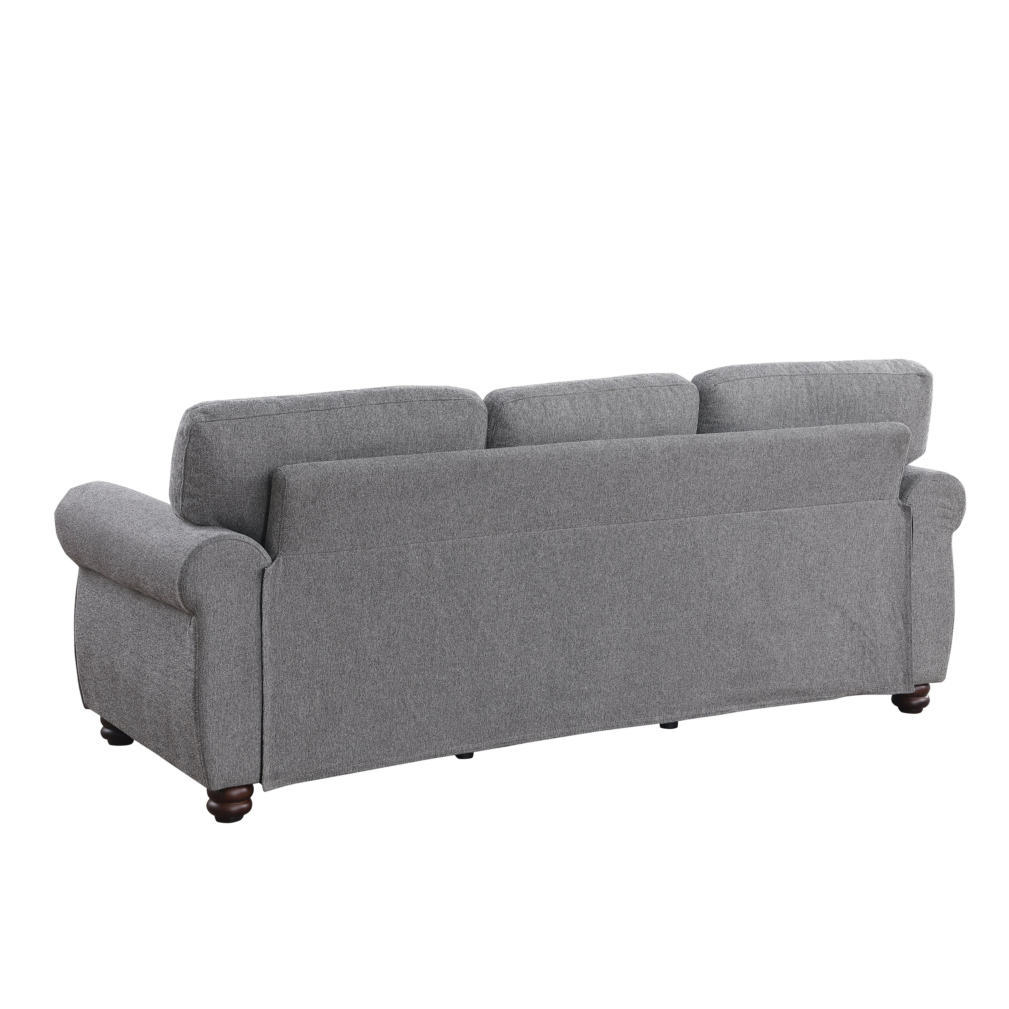 Dark Grey Soft Chenille 3-Seat Sofa with Solid Wood Frame - 34.40 x 84.60 x 33.85