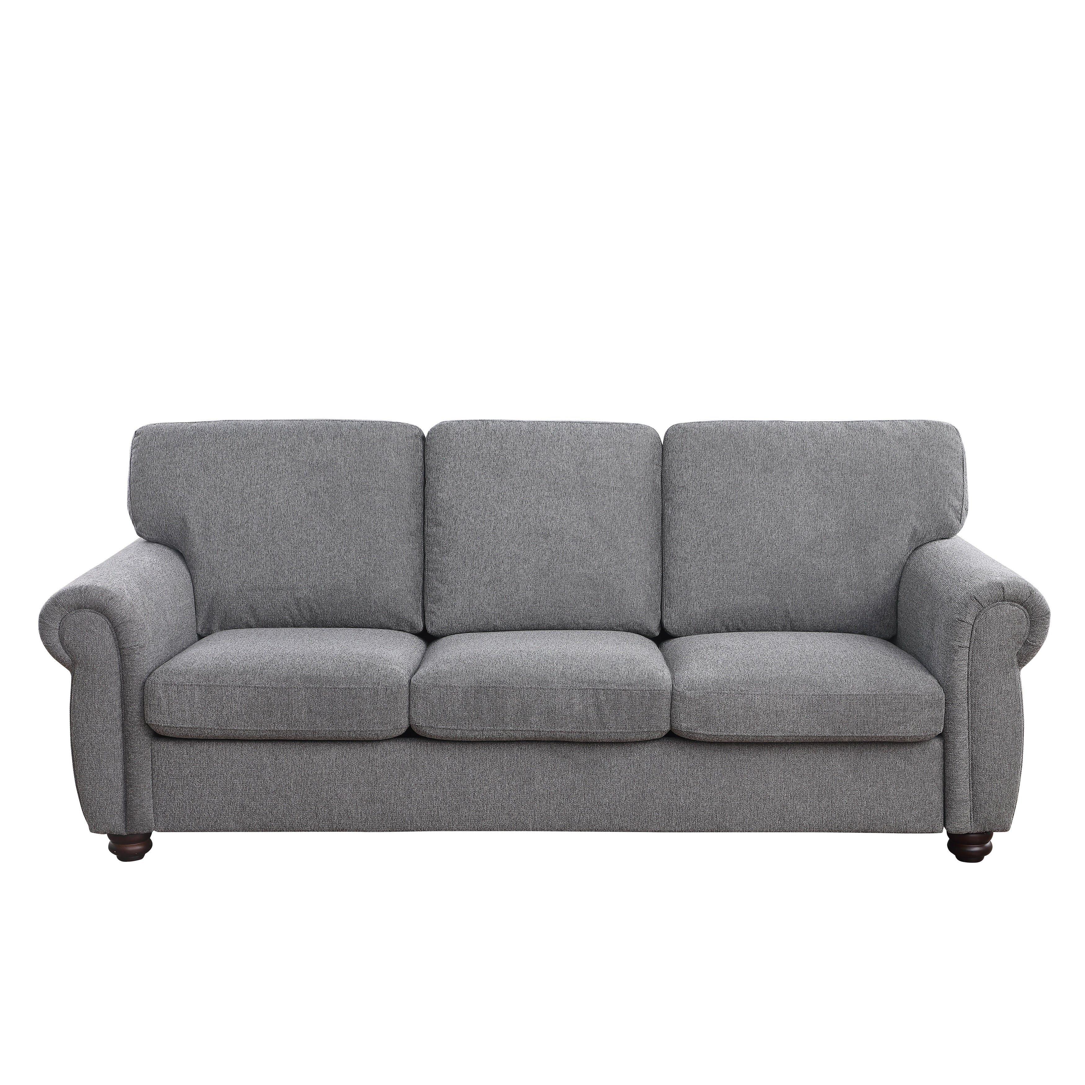 Dark Grey Soft Chenille 3-Seat Sofa with Solid Wood Frame - 34.40 x 84.60 x 33.85