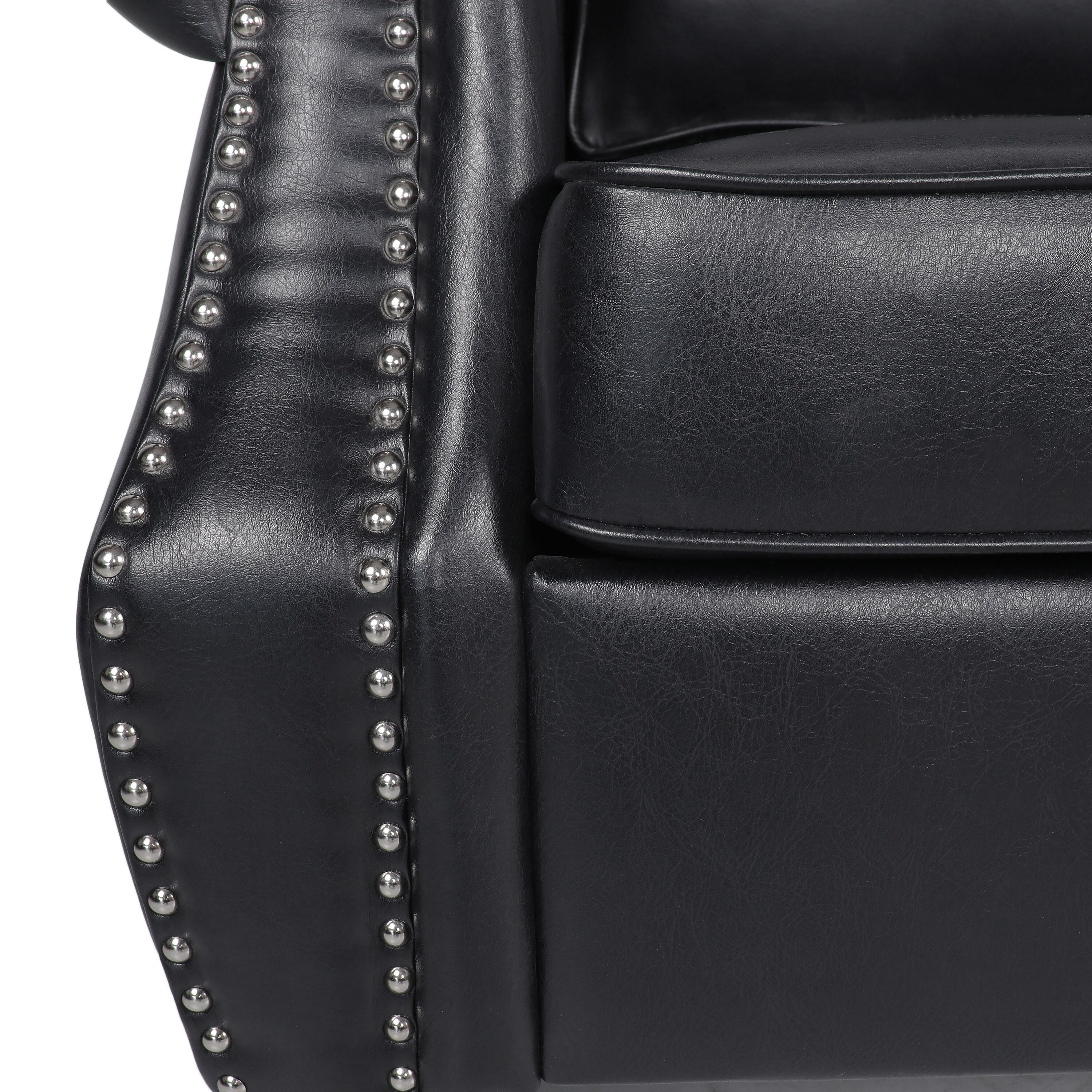 Dowd Faux Leather 3 Seater Sofa with Nailhead Trim by Christopher Knight Home