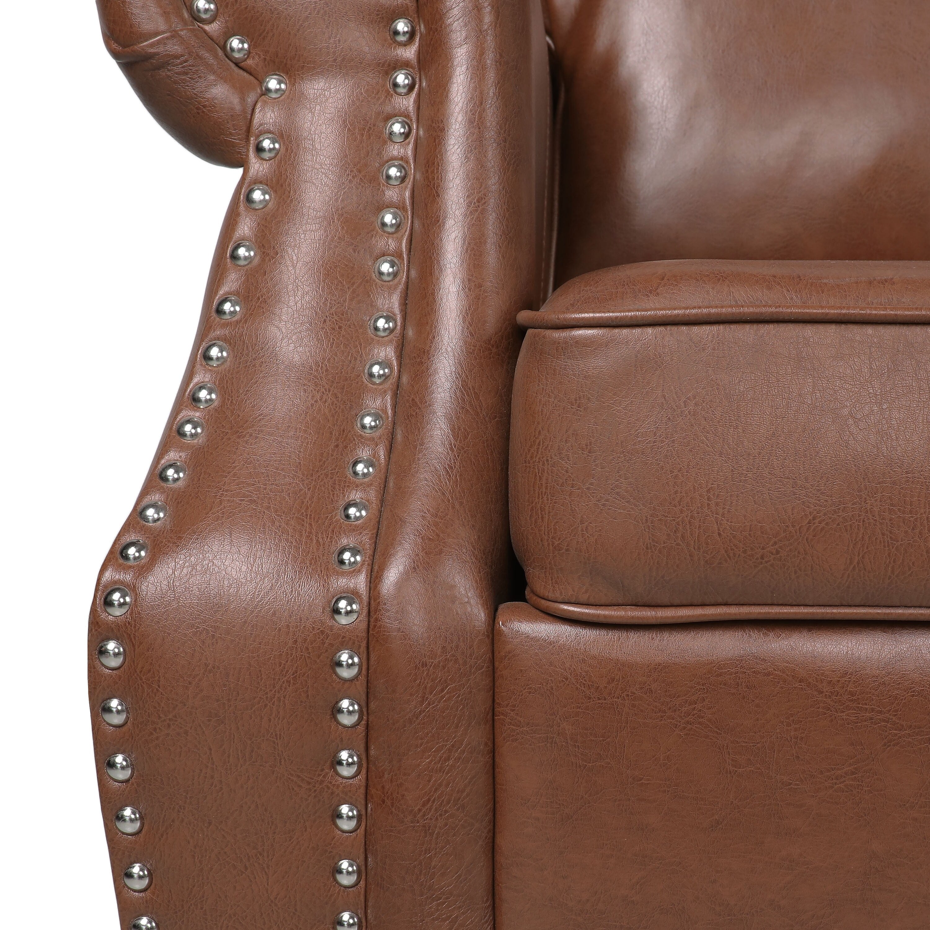 Dowd Faux Leather 3 Seater Sofa with Nailhead Trim by Christopher Knight Home