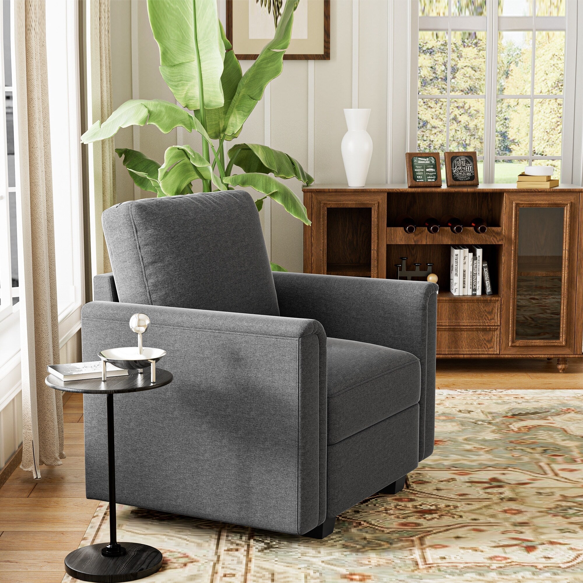 Elegant Curved Arm Accent Sofa Chair , Customizable Sectional Sofa Couch, Comfy Modular Sofa for Bedroom, Living Room, Office