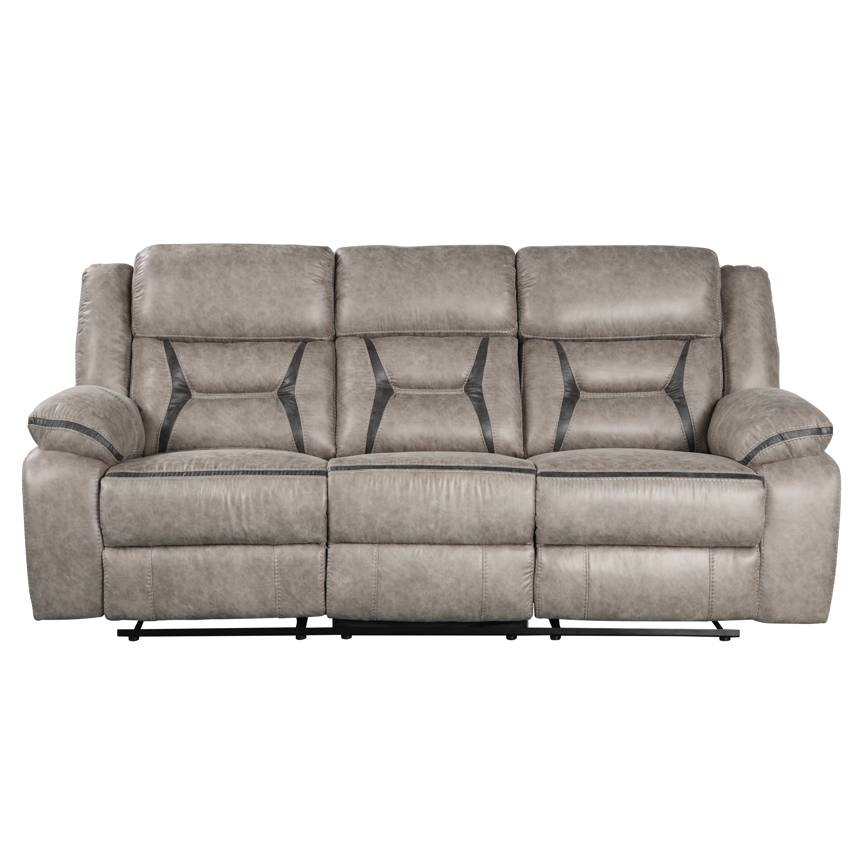 Roundhill Furniture Elkton Manual Motion Reclining Sofa with Storage Console