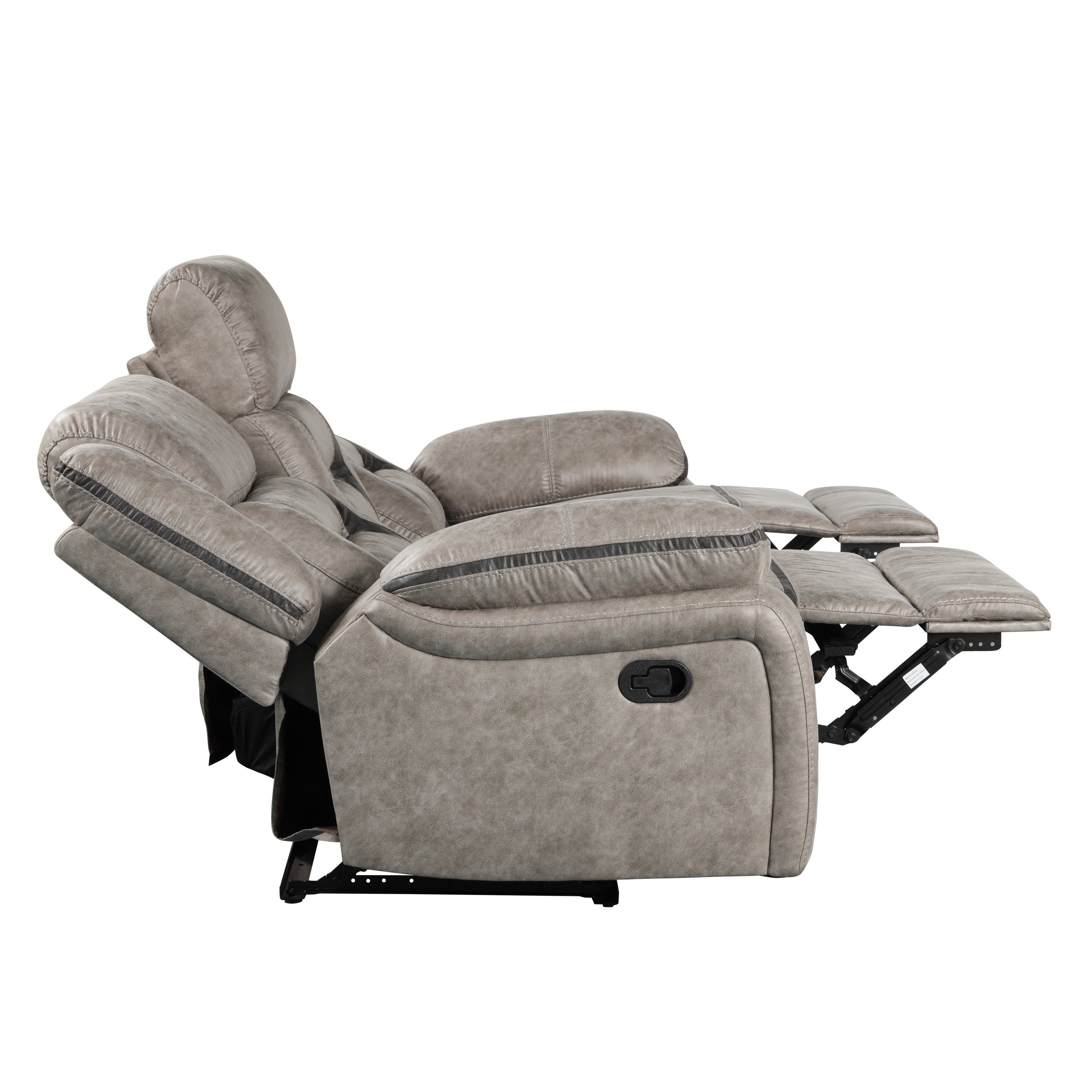 Roundhill Furniture Elkton Manual Motion Reclining Sofa with Storage Console