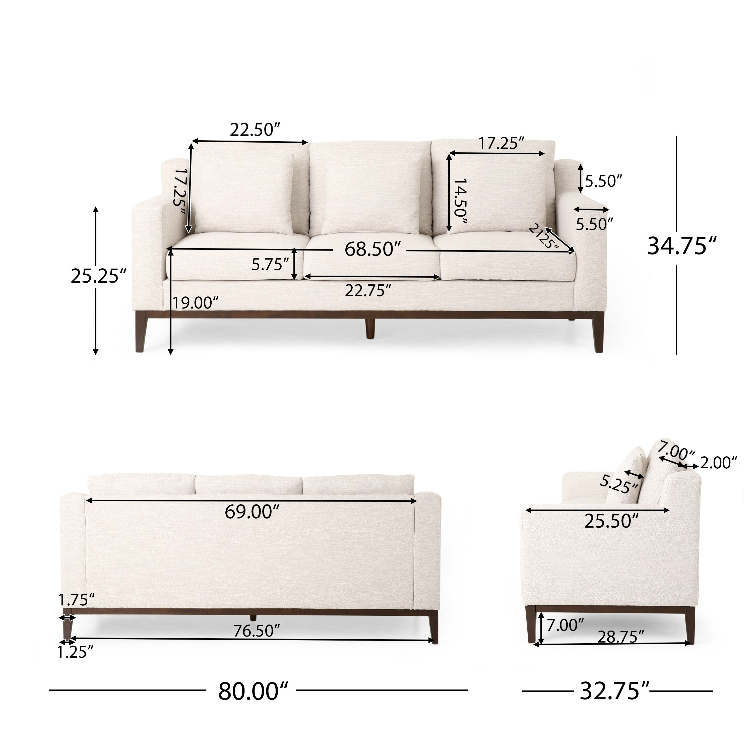 Elliston Fabric Contemporary 3-seater Sofa with Accent Pillows by Christopher Knight Home