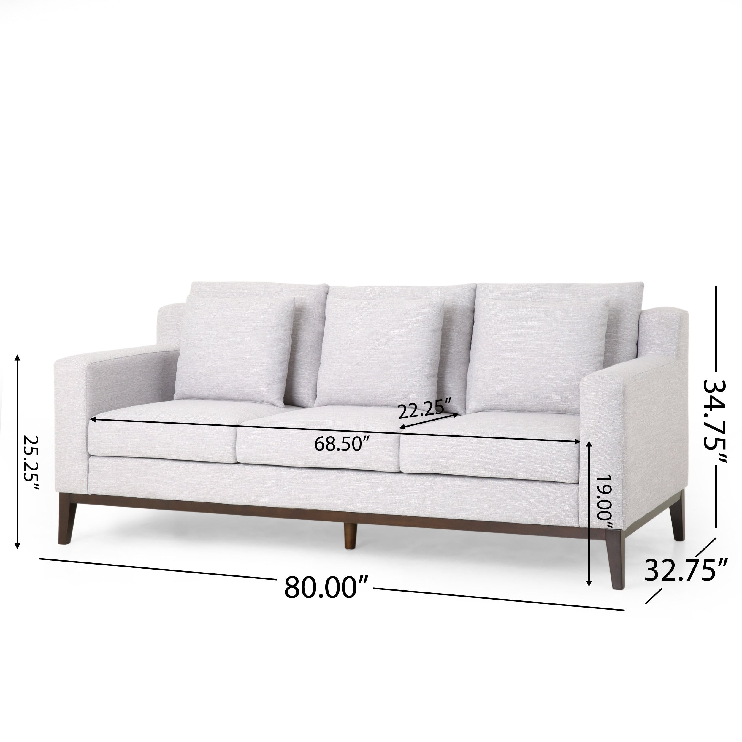 Elliston Fabric Contemporary 3-seater Sofa with Accent Pillows by Christopher Knight Home