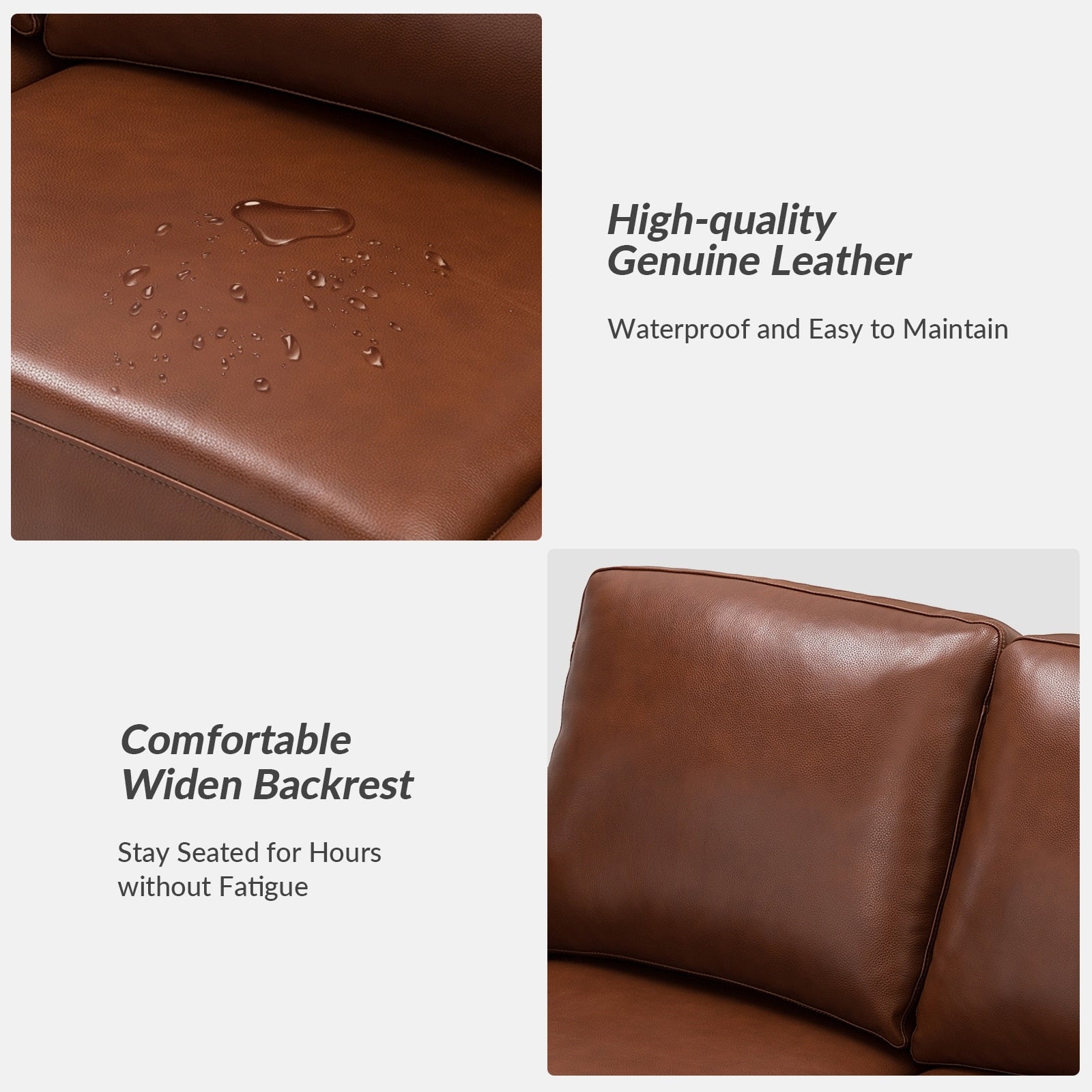 Ernando 83.46 Wide Genuine Leather Sofa with Squared Arms and Pillows