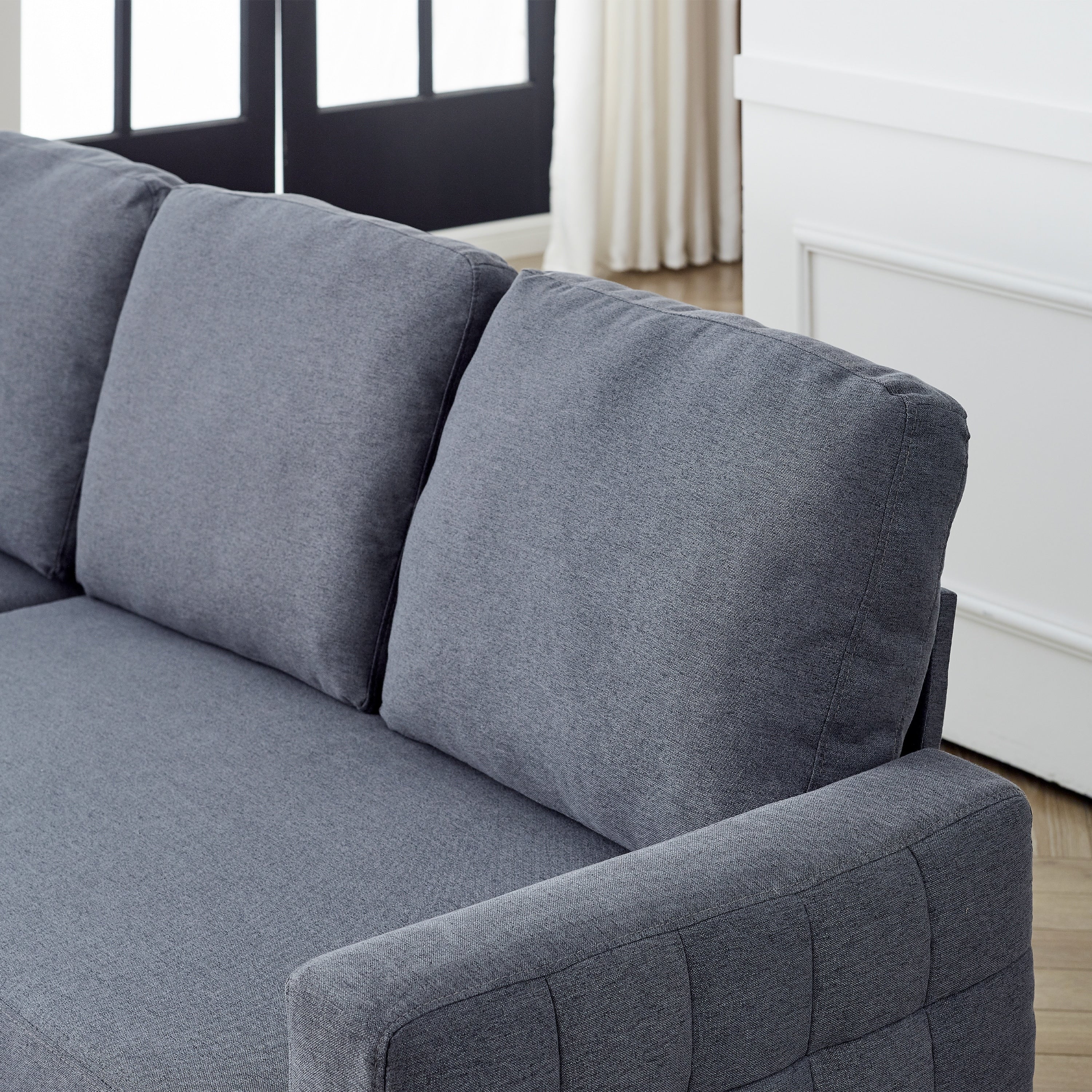 FX 78.8 Reversible Sleeper Combo Sofa with Pullout Bed, Comfortable Linen L-Shaped Combo Sofa Sofa Bed, Living Room Furniture S