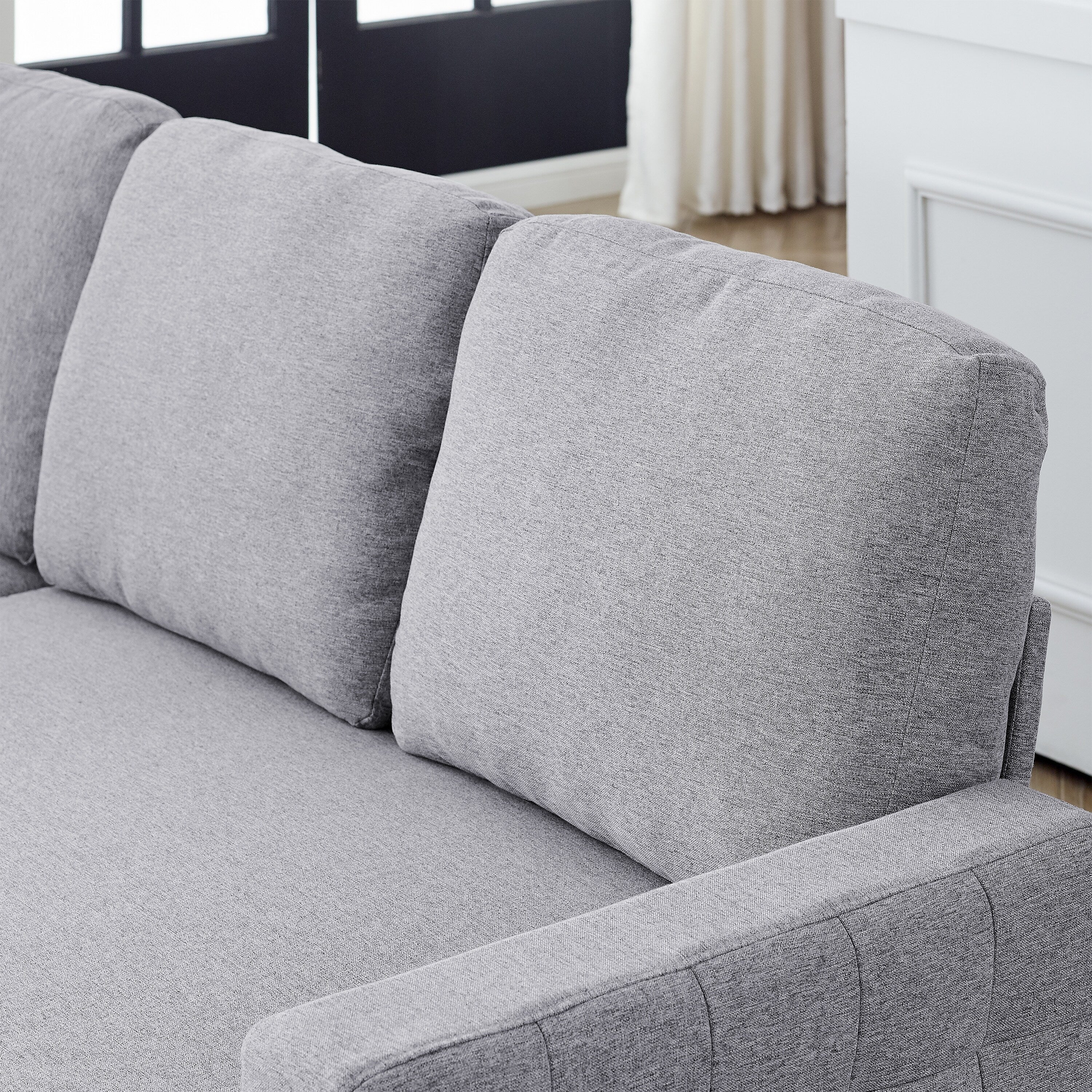 FX 78.8 Reversible Sleeper Combo Sofa with Pullout Bed, Comfortable Linen L-Shaped Combo Sofa Sofa Bed, Living Room Furniture S
