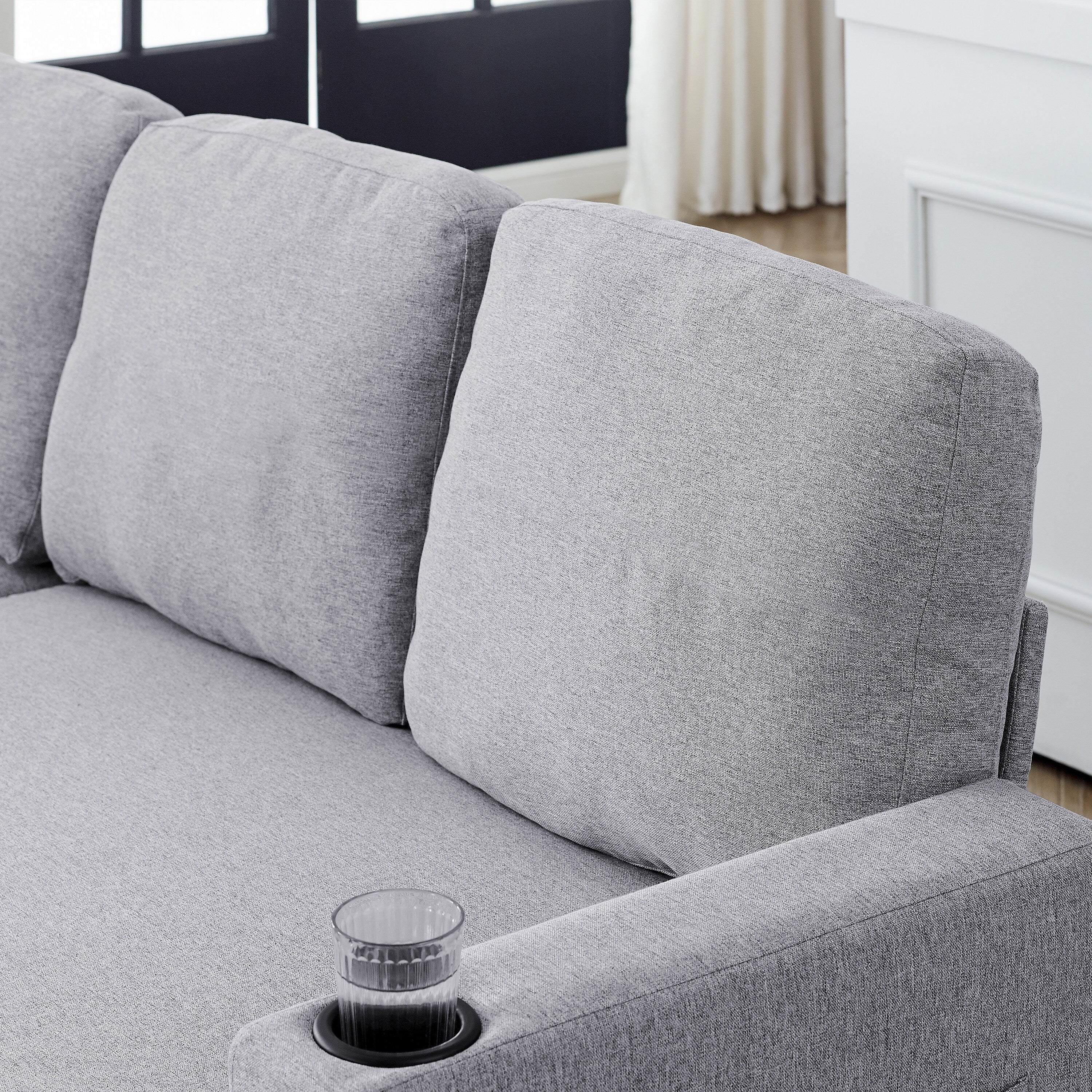 FX 78.8 Reversible Sleeper Combo Sofa with Pullout Bed, Comfortable Linen L-Shaped Combo Sofa Sofa Bed, Living Room Furniture S