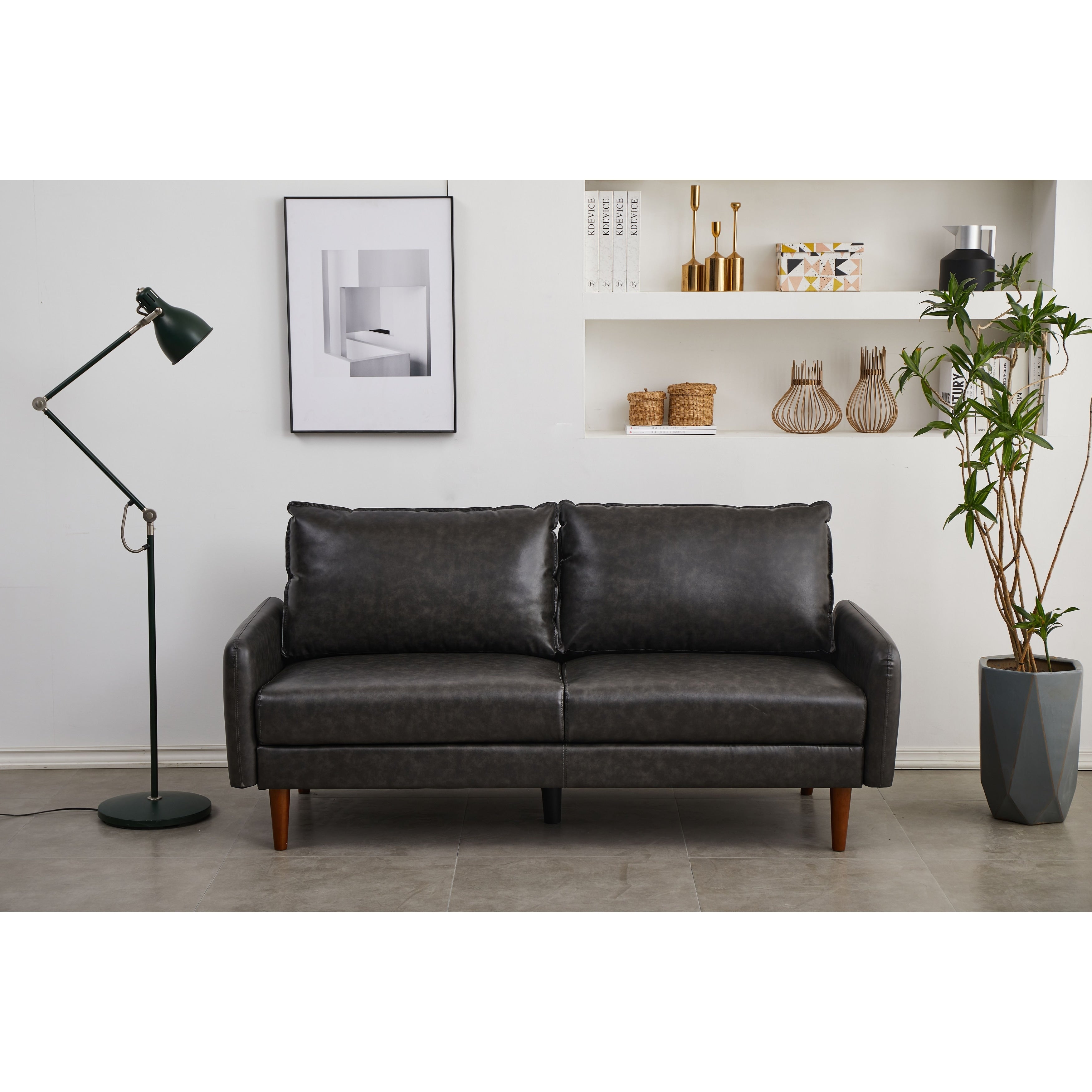 Faux leather 70'' Square Arm Sofa