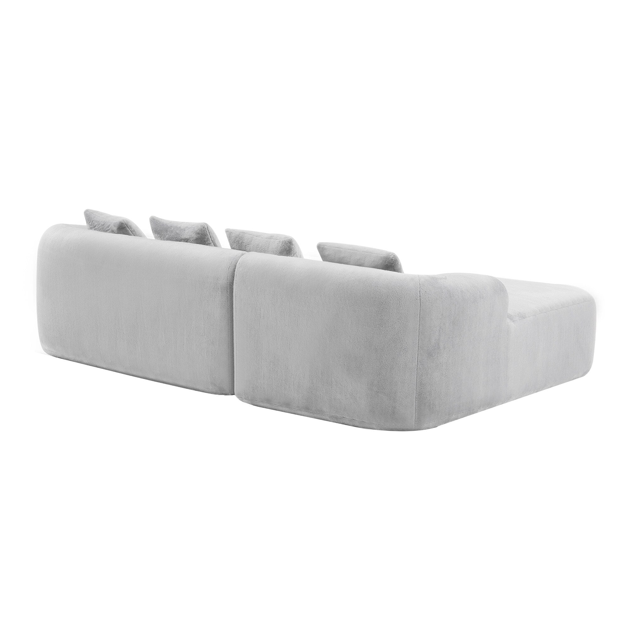 Full Compression L-Shape Sectional Sofa with Curved Chaise, Modular Chenille Couch, Compression Sofa