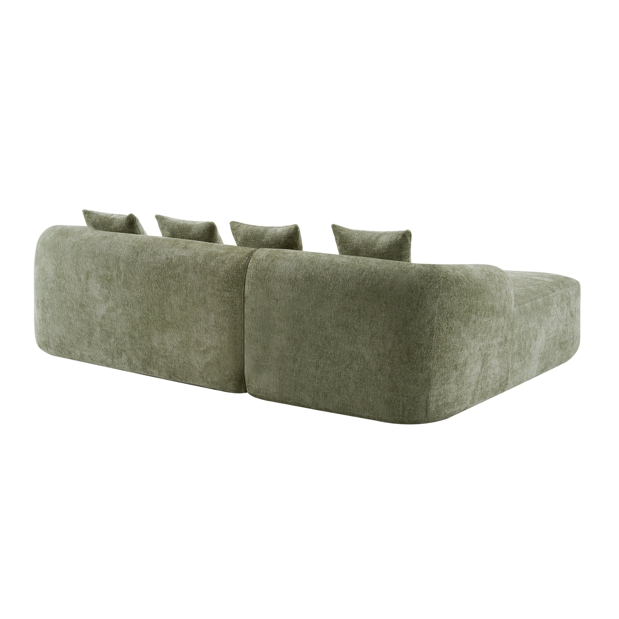 Full Compression L-Shape Sectional Sofa with Curved Chaise, Modular Chenille Couch, Compression Sofa