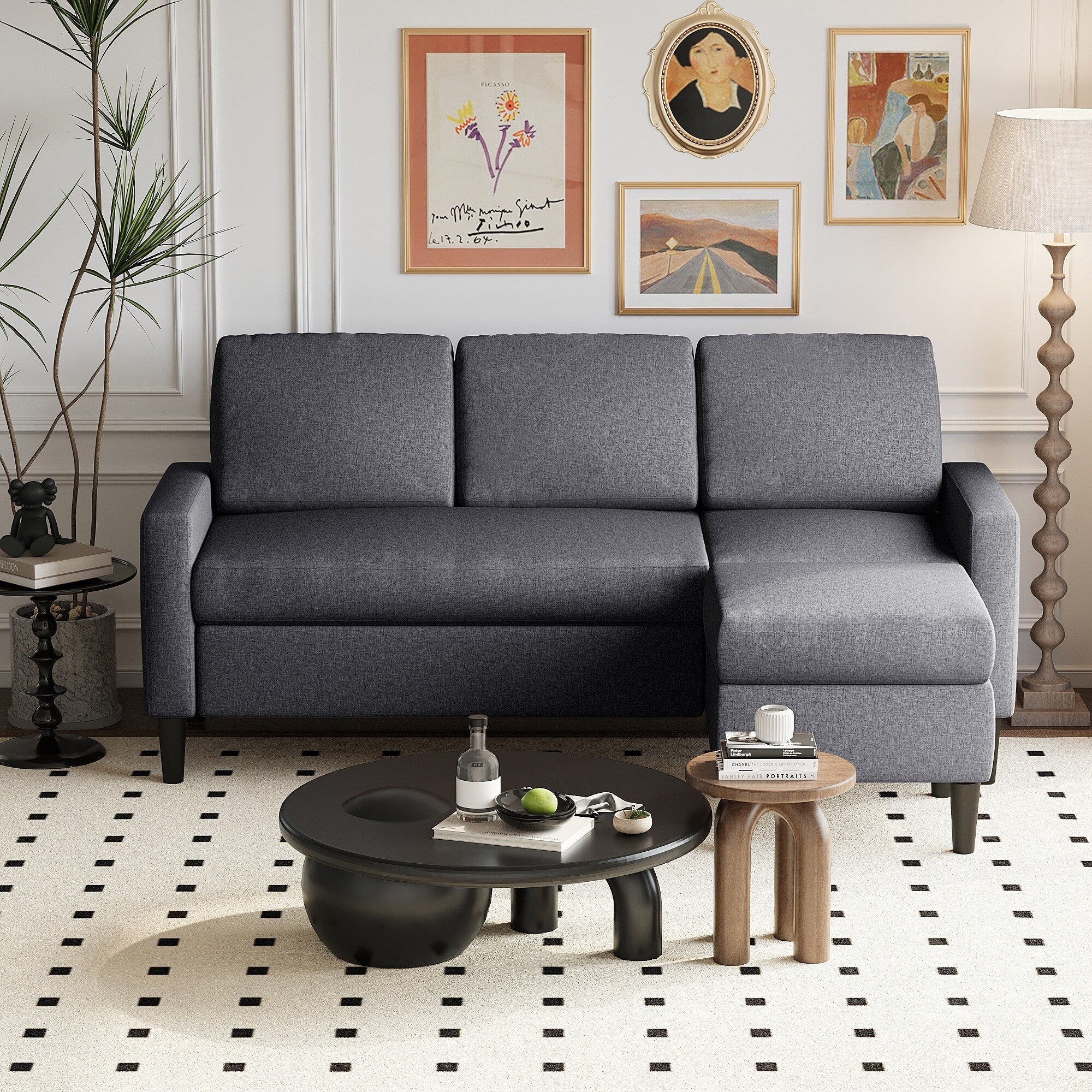 Futzca 74 Convertible Sectional Sofa Couch, Small L-Shaped Sofa