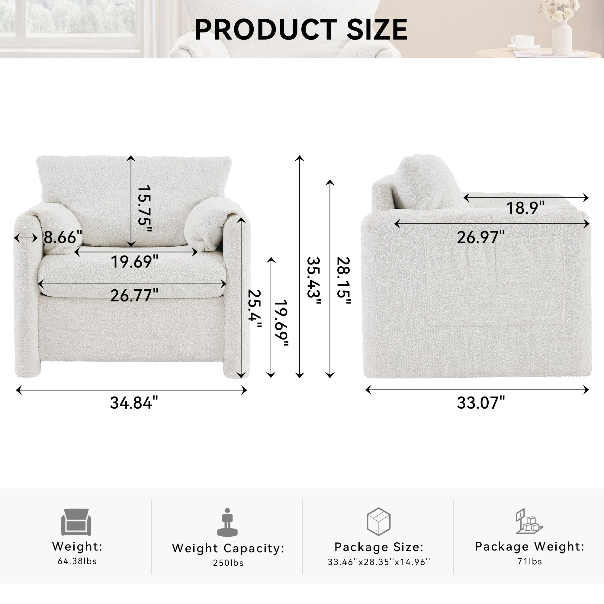 GDFStudio - Chloe Comfy Chenille Sofa Couch - Modern Upholstered Sofa Set