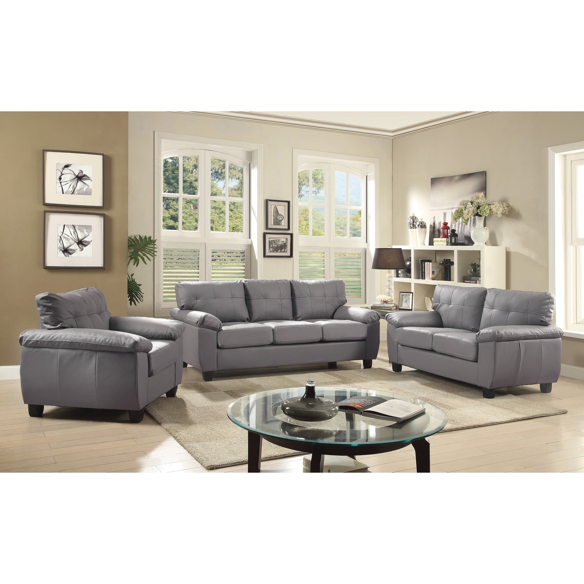 Gallant 78 in. W Flared Arm Faux Leather Straight Sofa - 33L x 78W x 35H