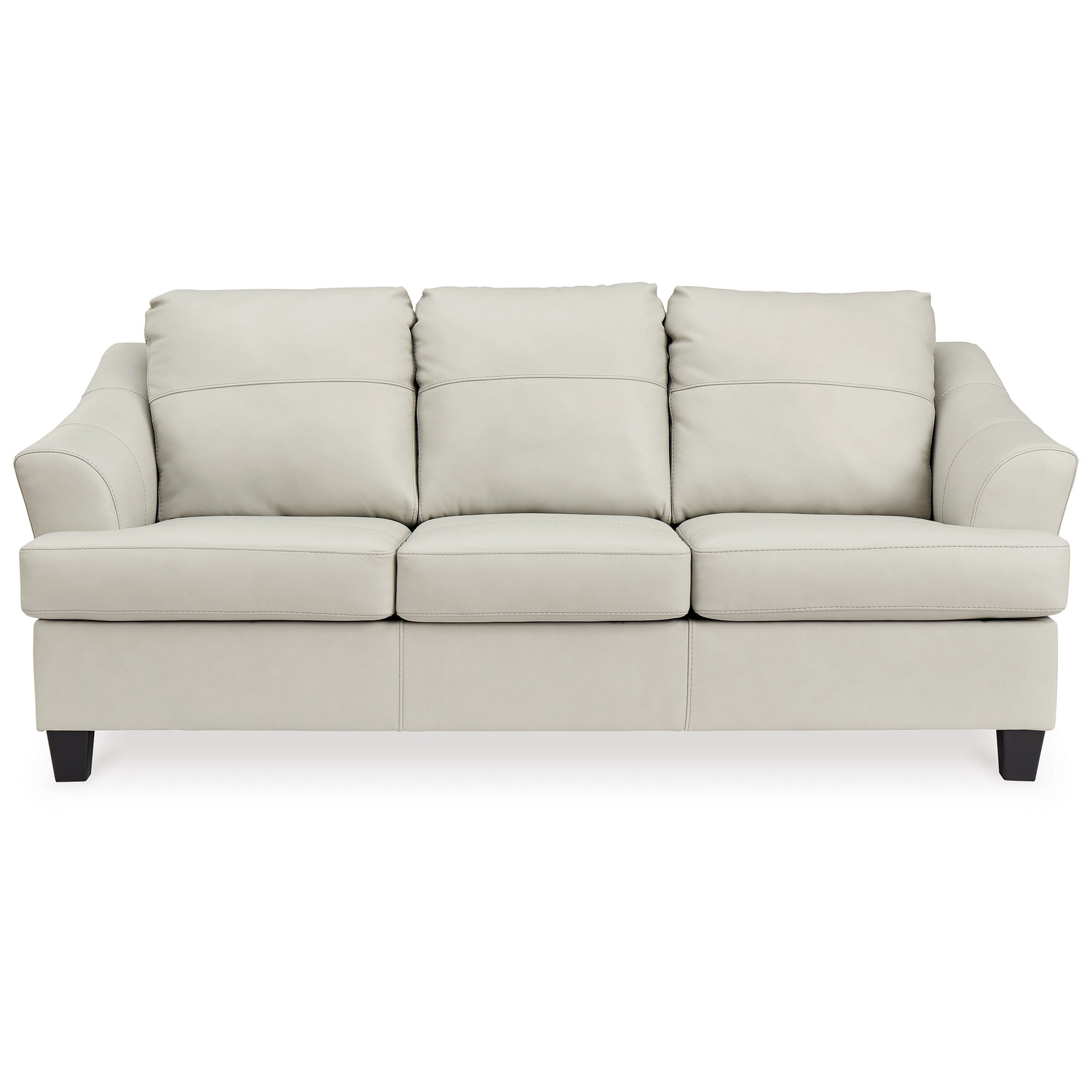 Geno 88 Inch Sofa, Oversized Back Cushion, Off White Real Leather
