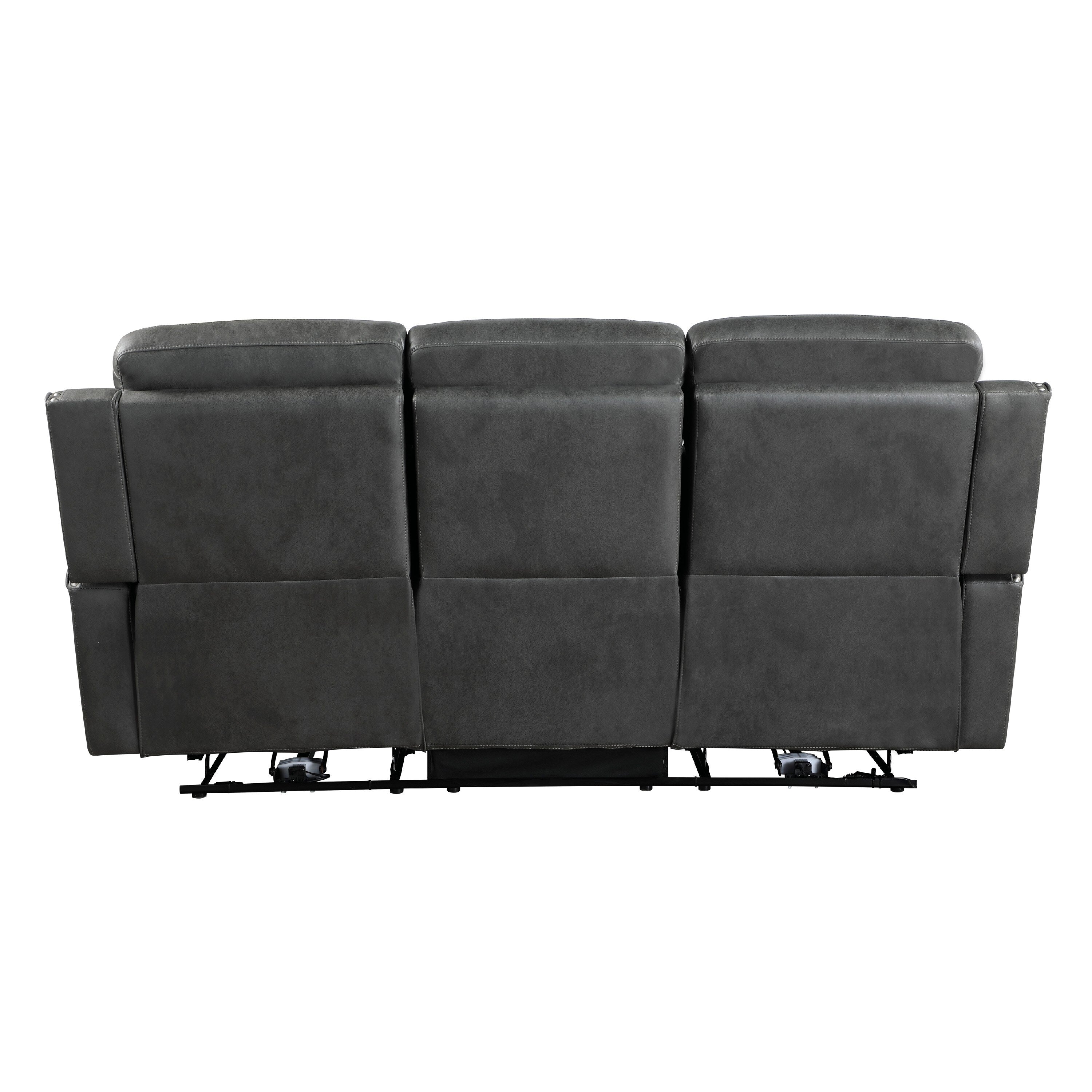 Gimo Dual Manual Recliner Sofa, Dark Gray Microfiber, 82 Inch