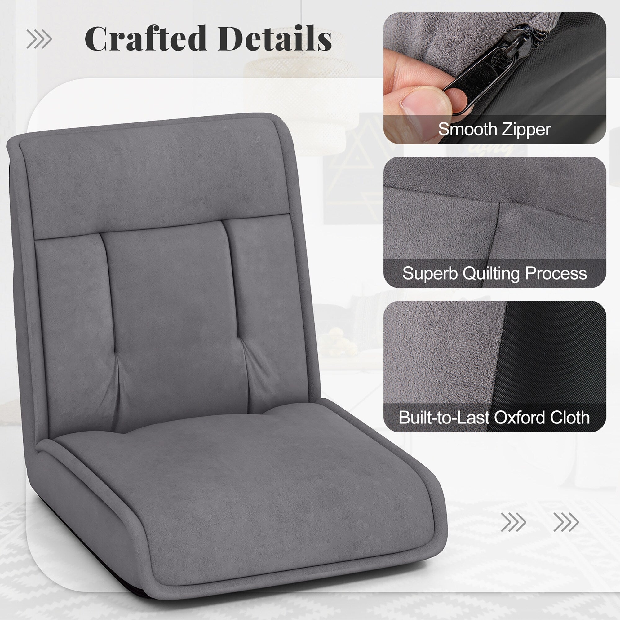 Gymax Folding Floor Chair Convertible Lazy Sofa Chair w/ Adjustable