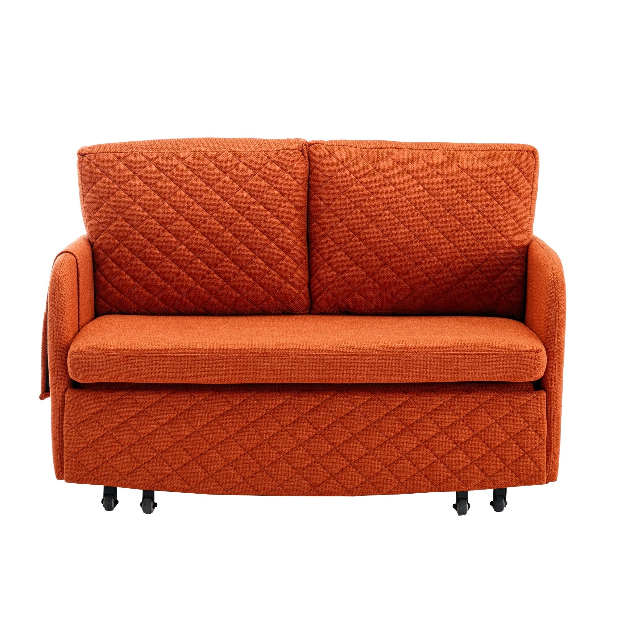 HOMEFUN Linen/PU Loveseat Convertible Storage Sleeper Sofa Bed with Headboard