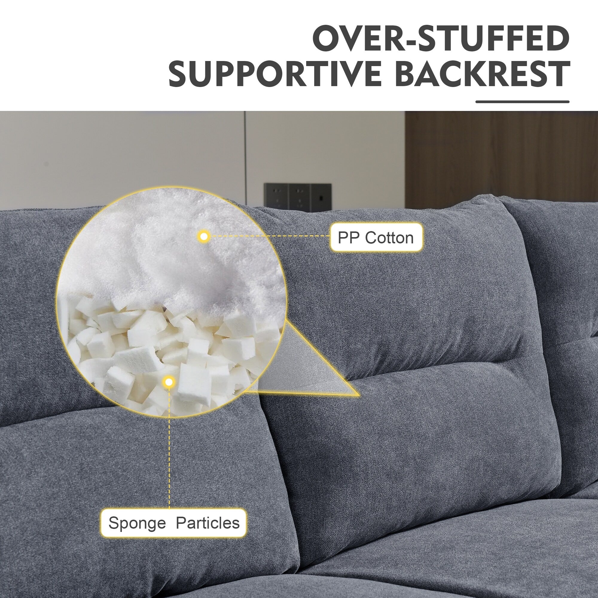 HOOOWOOO Living Room Furniture 71 Modern Upholstered Fabric 3-Seater Sofa