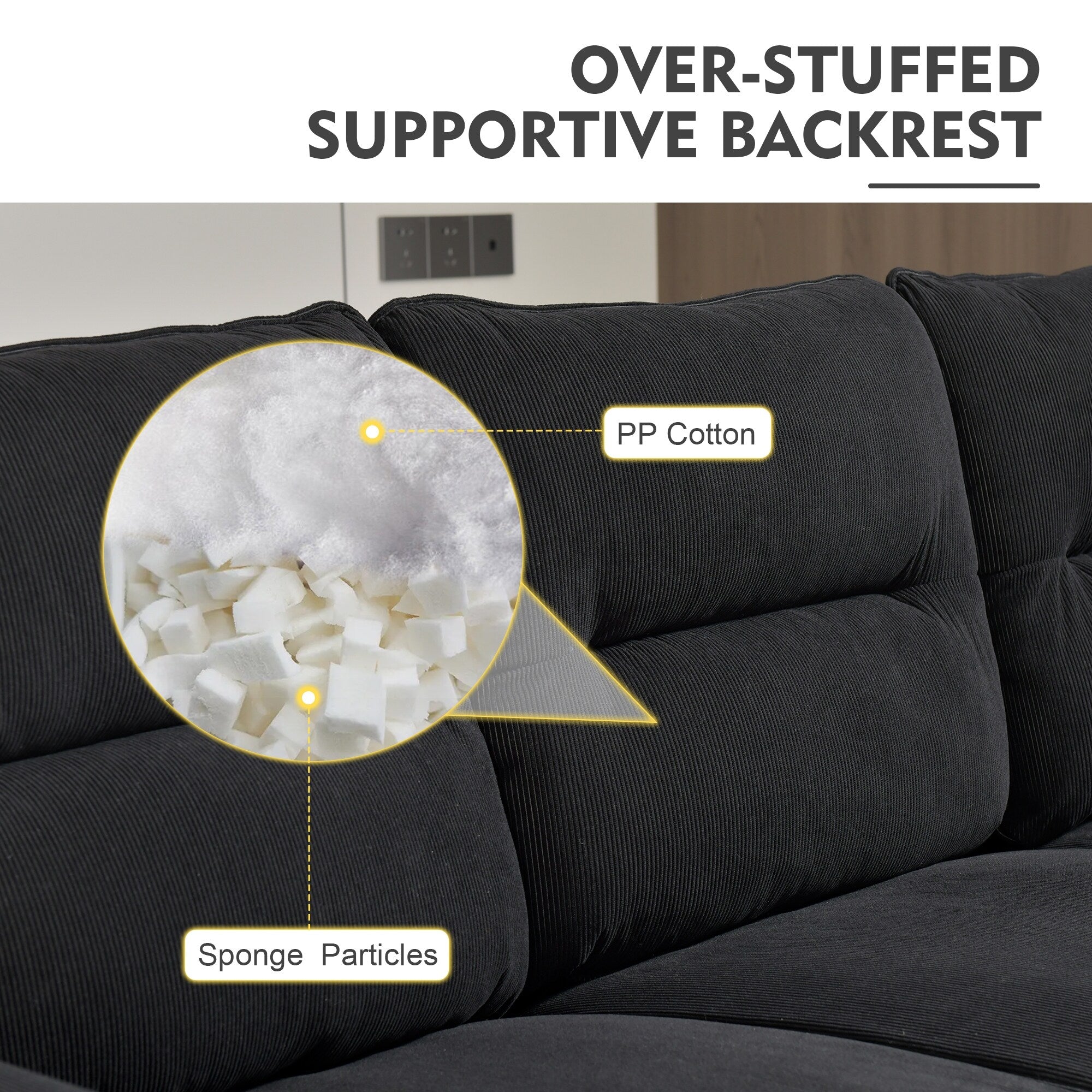 HOOOWOOO Living Room Furniture 71 Modern Upholstered Fabric 3-Seater Sofa