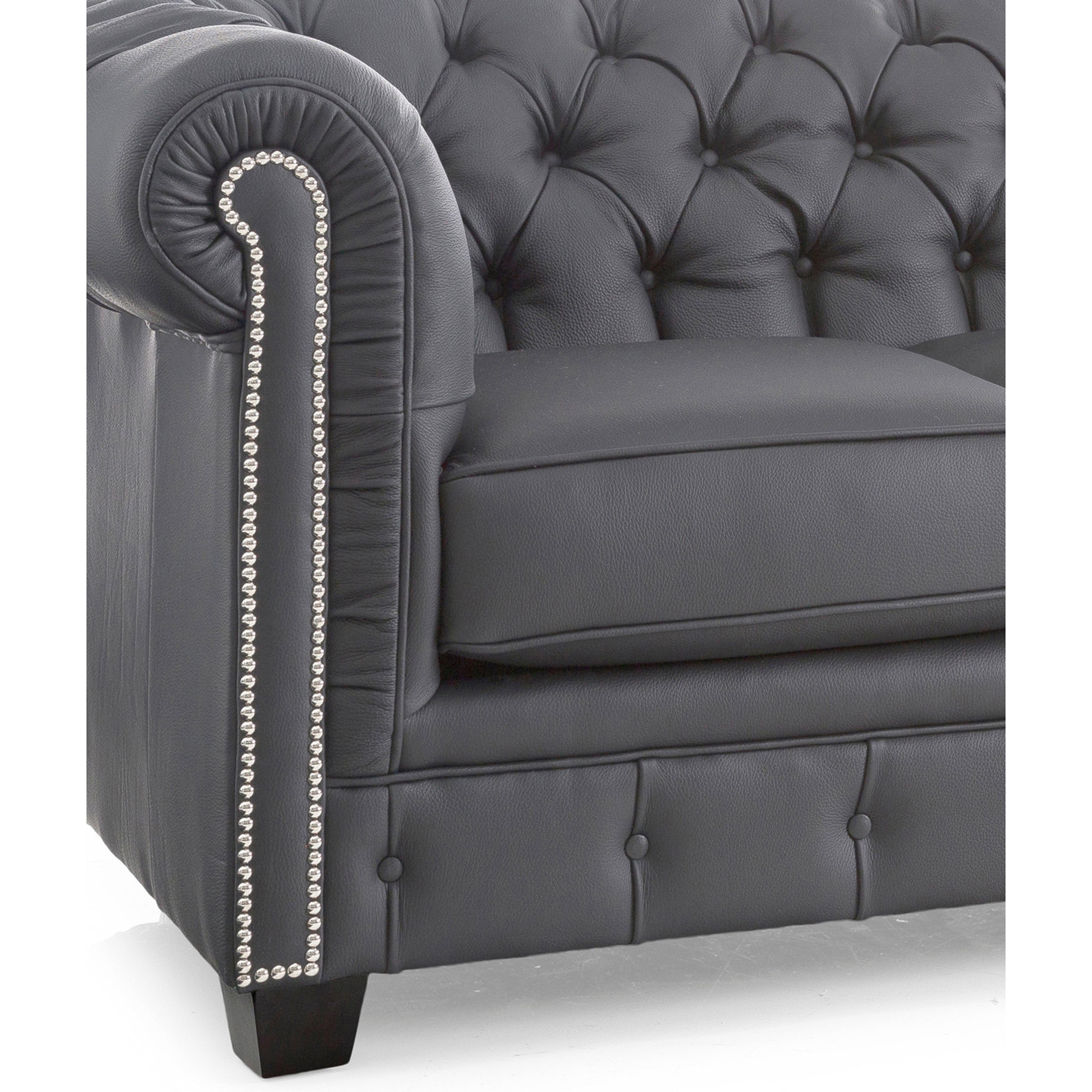 Hancock Tufted Top Grain Italian Leather Chesterfield Sofa - 31 H x 86 W x 40 D