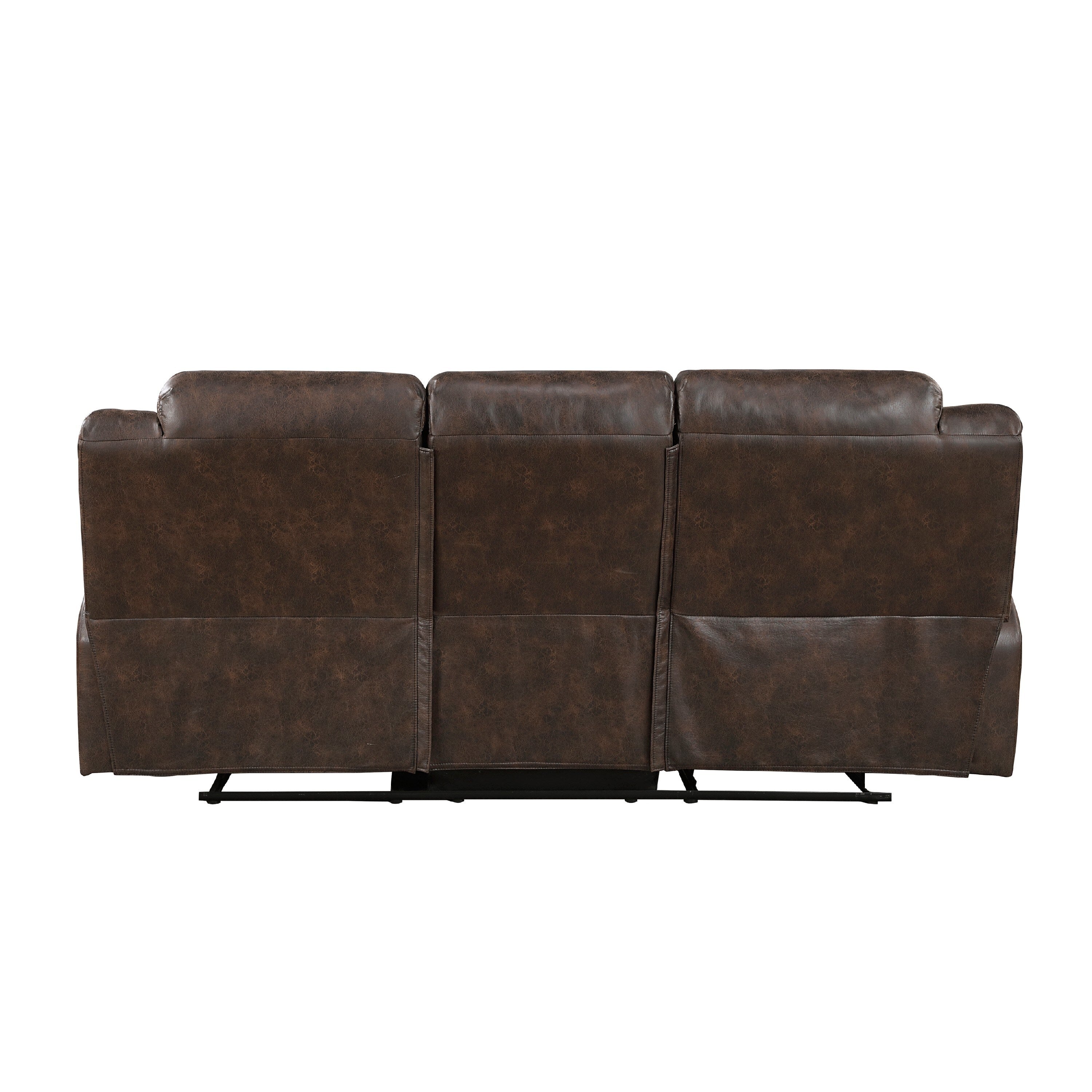 Henry Manual Double Reclining Sofa, Pillow Tuft Dark Brown Microfiber