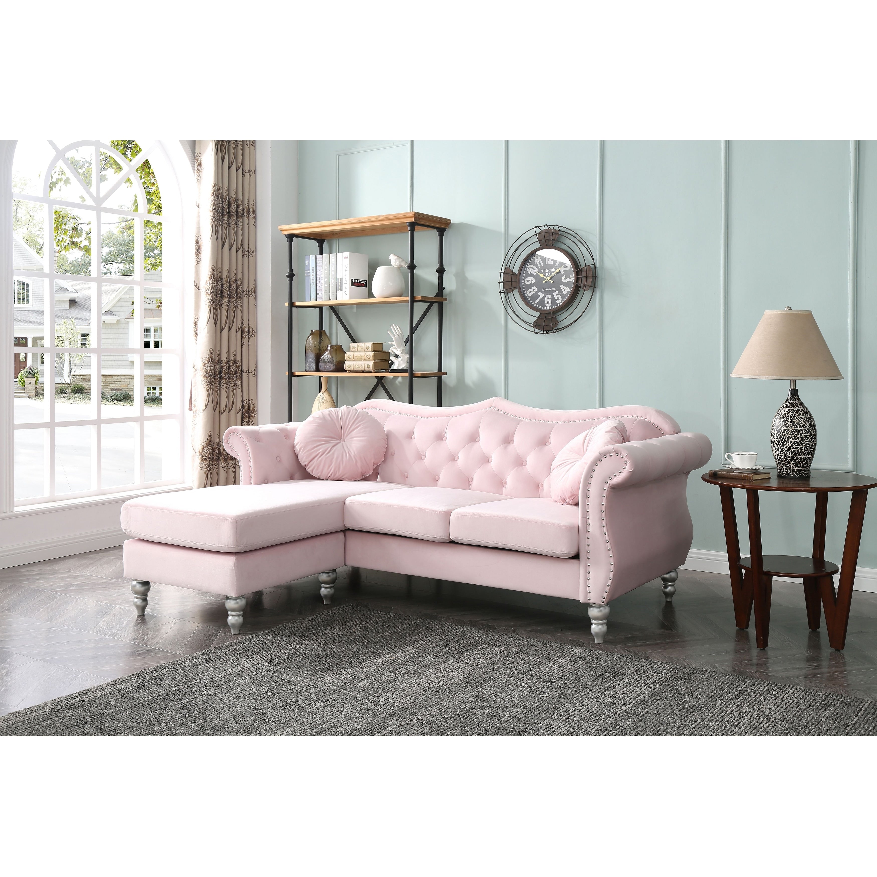 Hollywood Velvet Sofa with Reversible Chaise