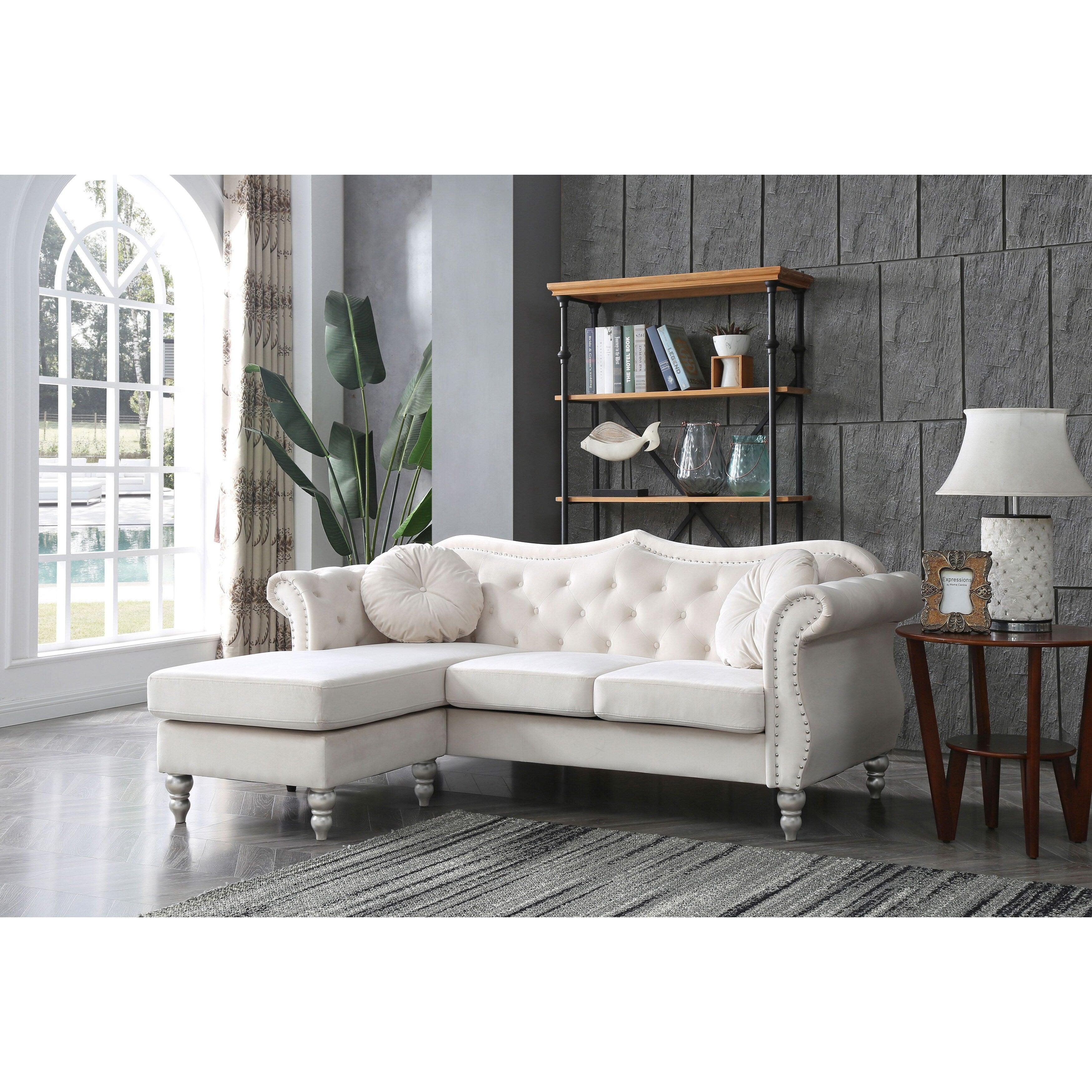 Hollywood Velvet Sofa with Reversible Chaise