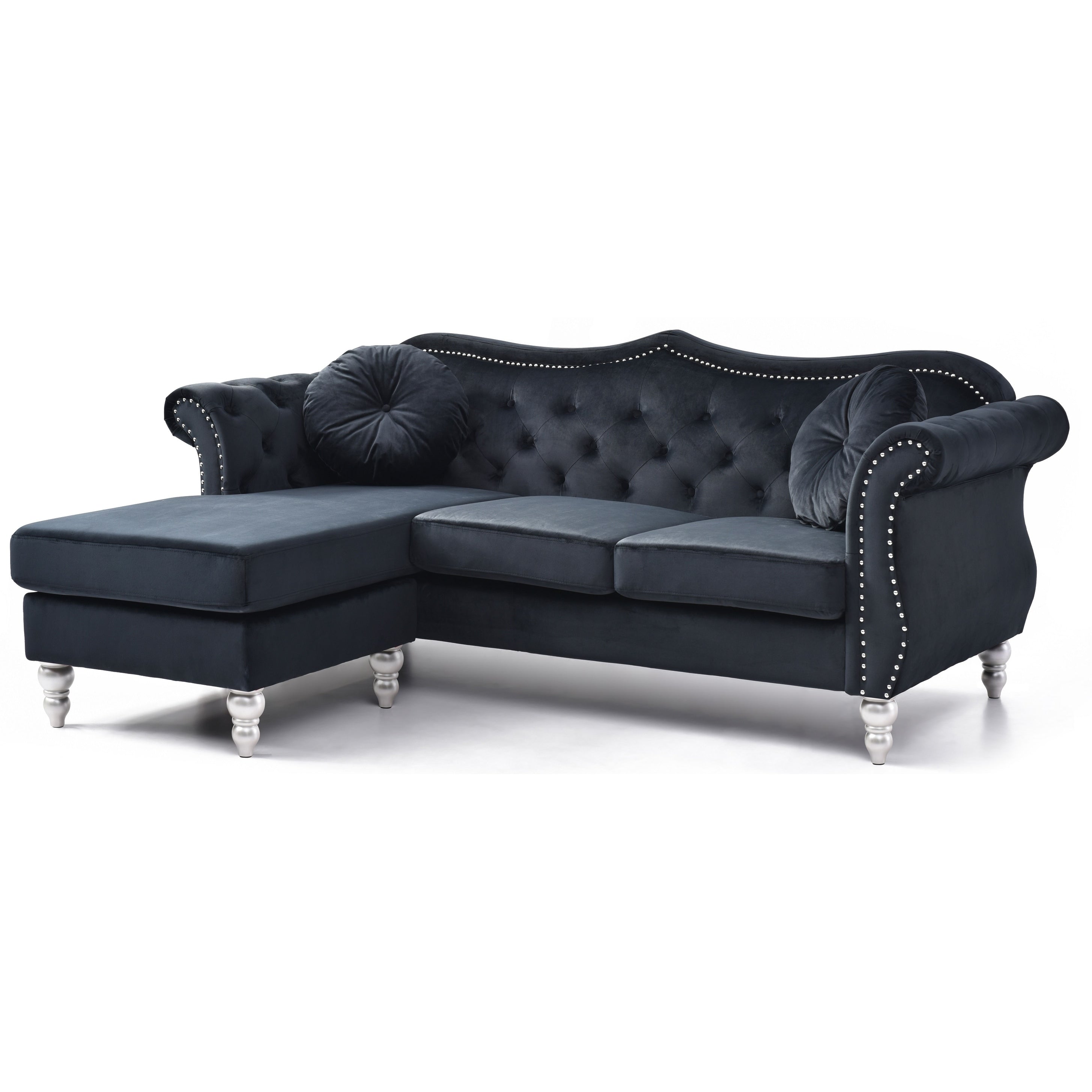 Hollywood Velvet Sofa with Reversible Chaise