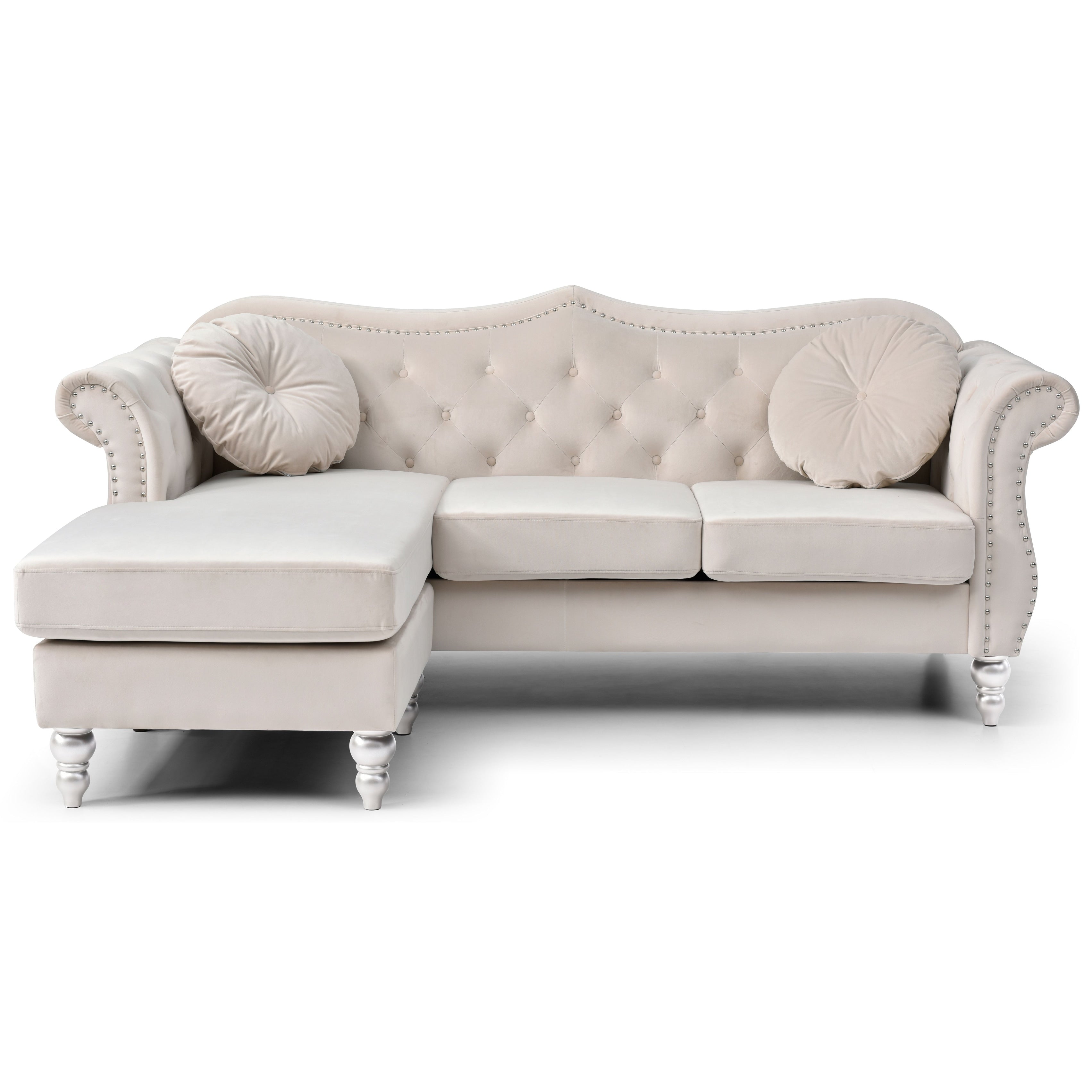 Hollywood Velvet Sofa with Reversible Chaise