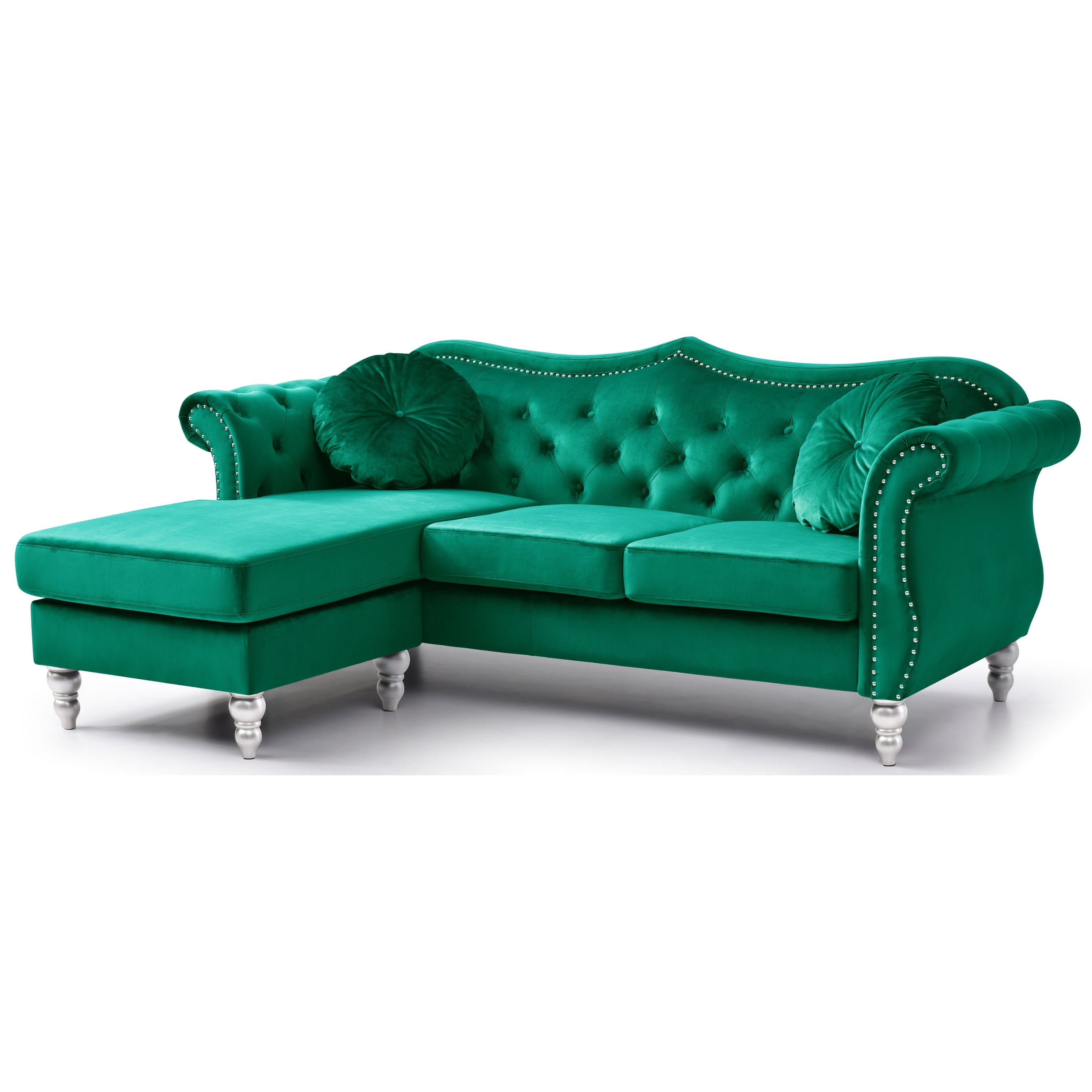 Hollywood Velvet Sofa with Reversible Chaise