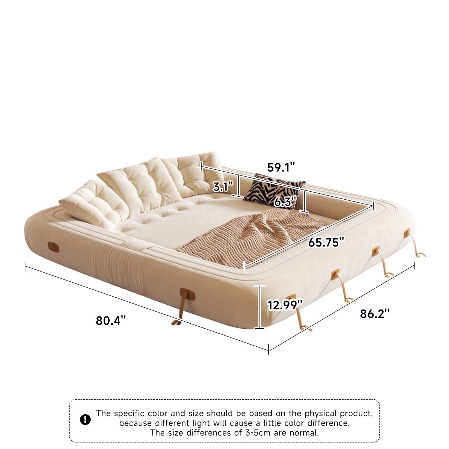 JASIWAY Modern Convertible Sleeper Sofa Chair Bed, White