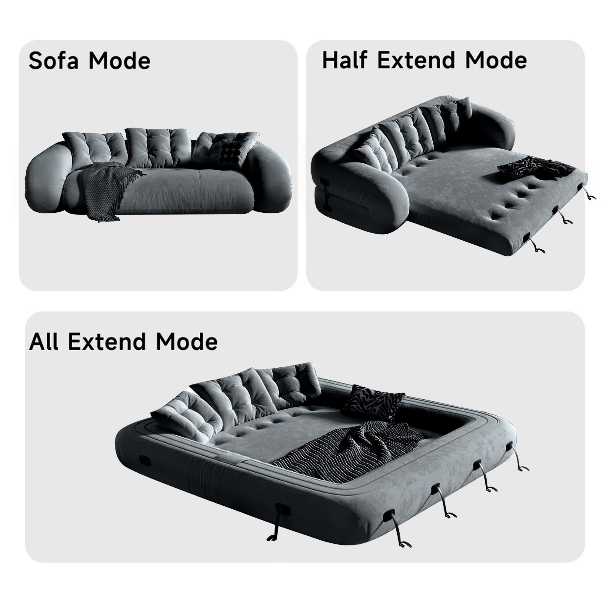 JASIWAY Modern Convertible Sleeper Sofa Chair Bed, White