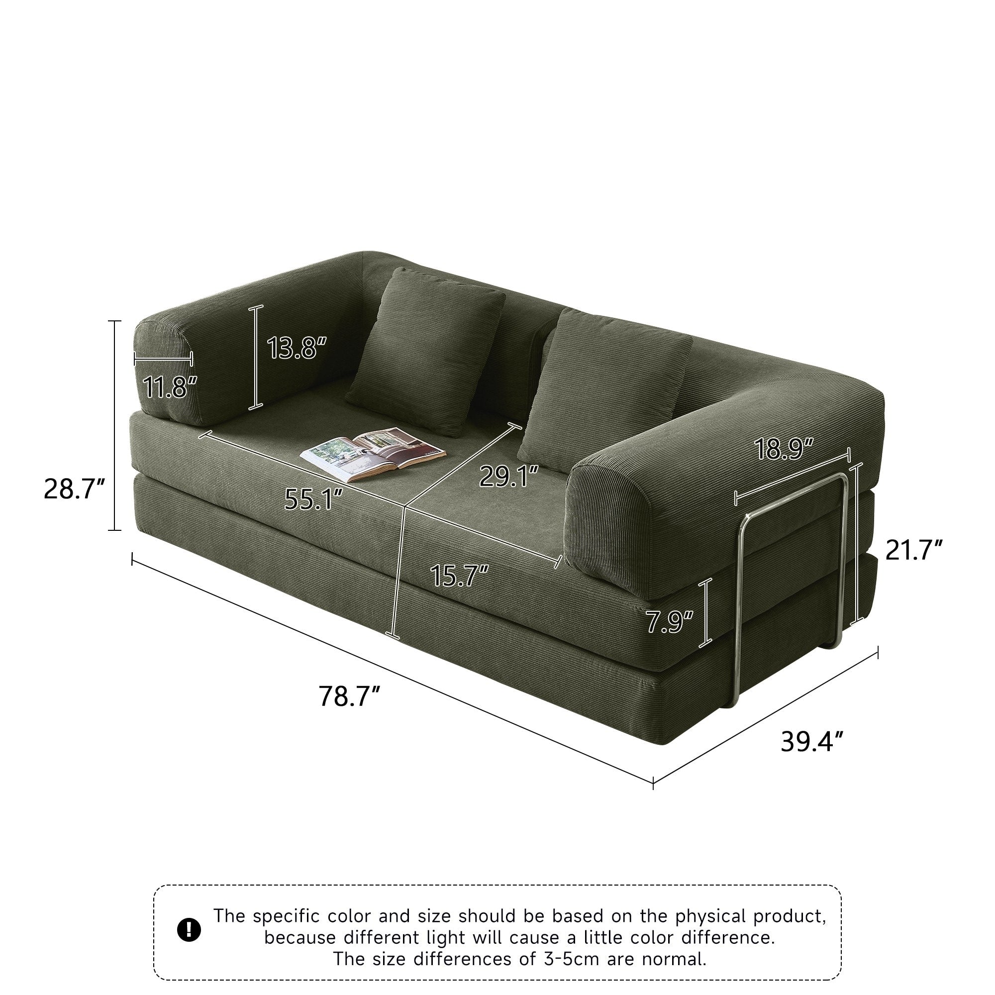 JASIWAY Modern Vintage Convertible Sleeper Sofa Bed