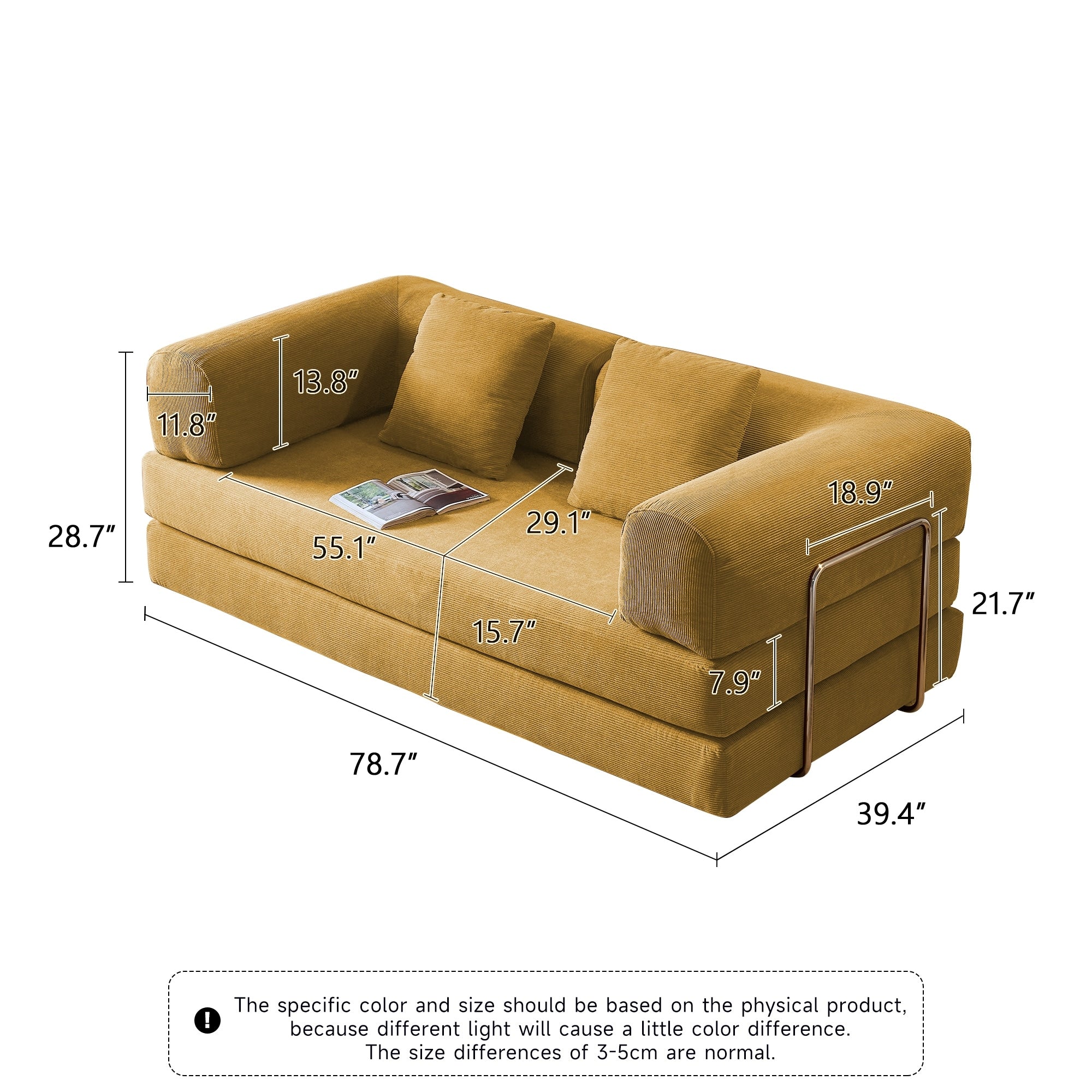 JASIWAY Modern Vintage Convertible Sleeper Sofa Bed