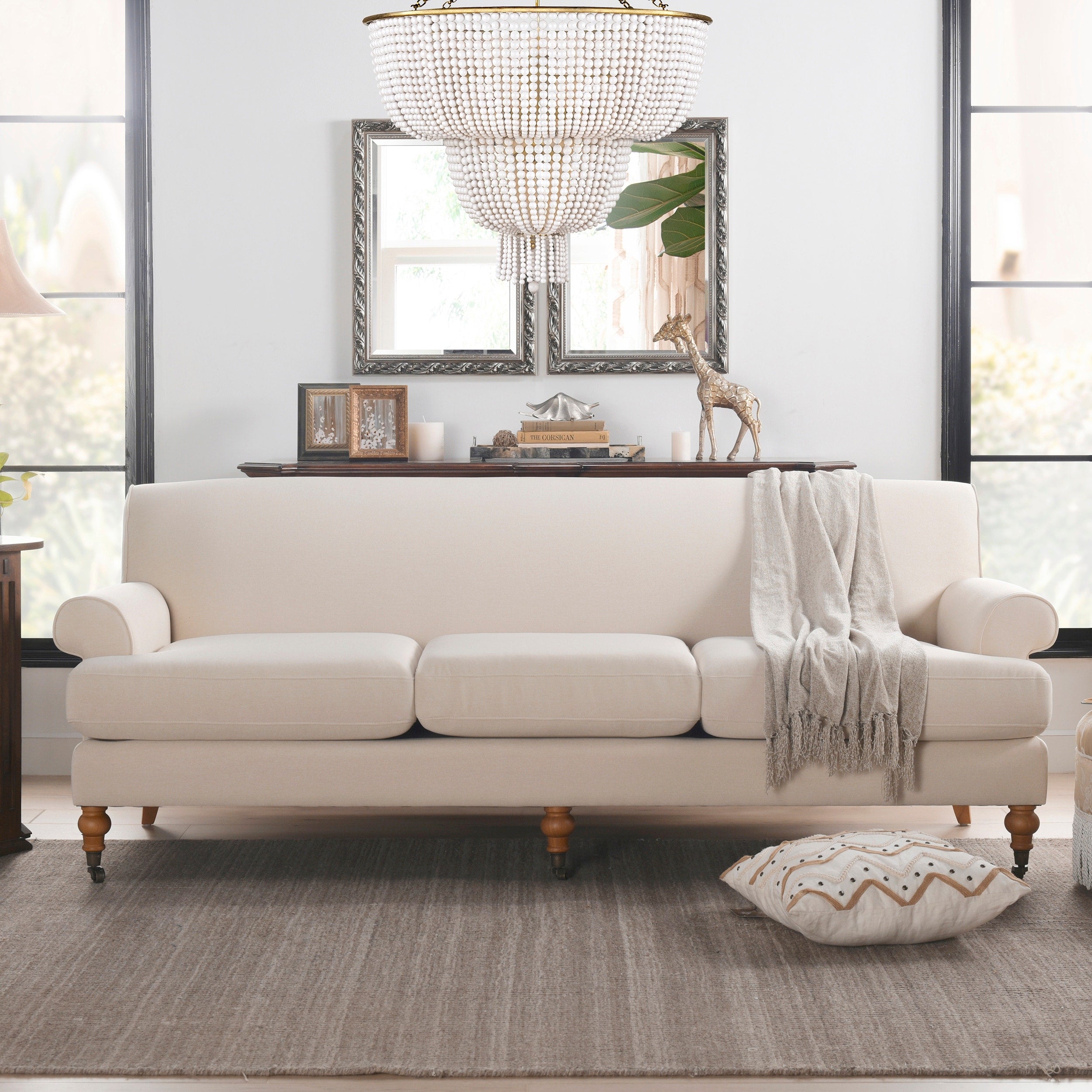 Alana Lawson 88 Inch Living Room Sofa â?Three Cushion Couch with Rolled Arms and Tight Back â?Minimal Assembly Required