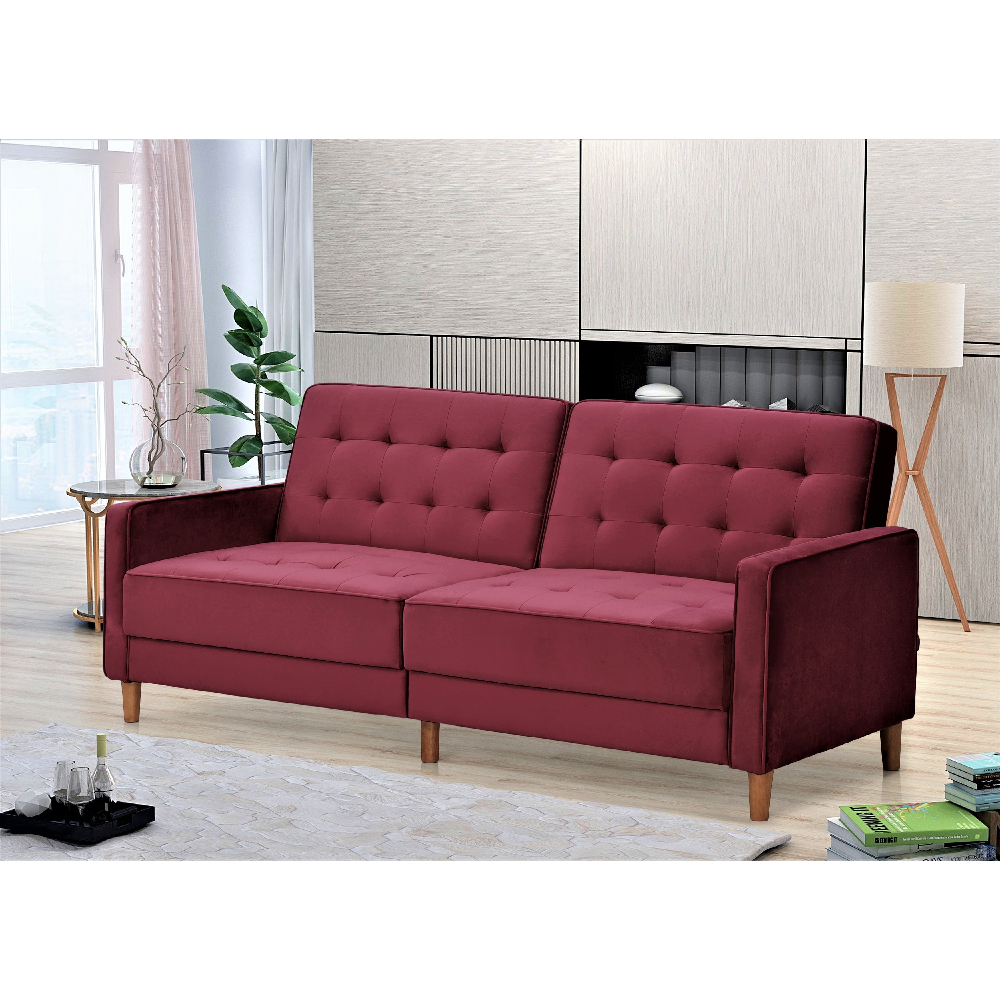 Jonathan Tufted Velvet Sofa Bed Sleeper