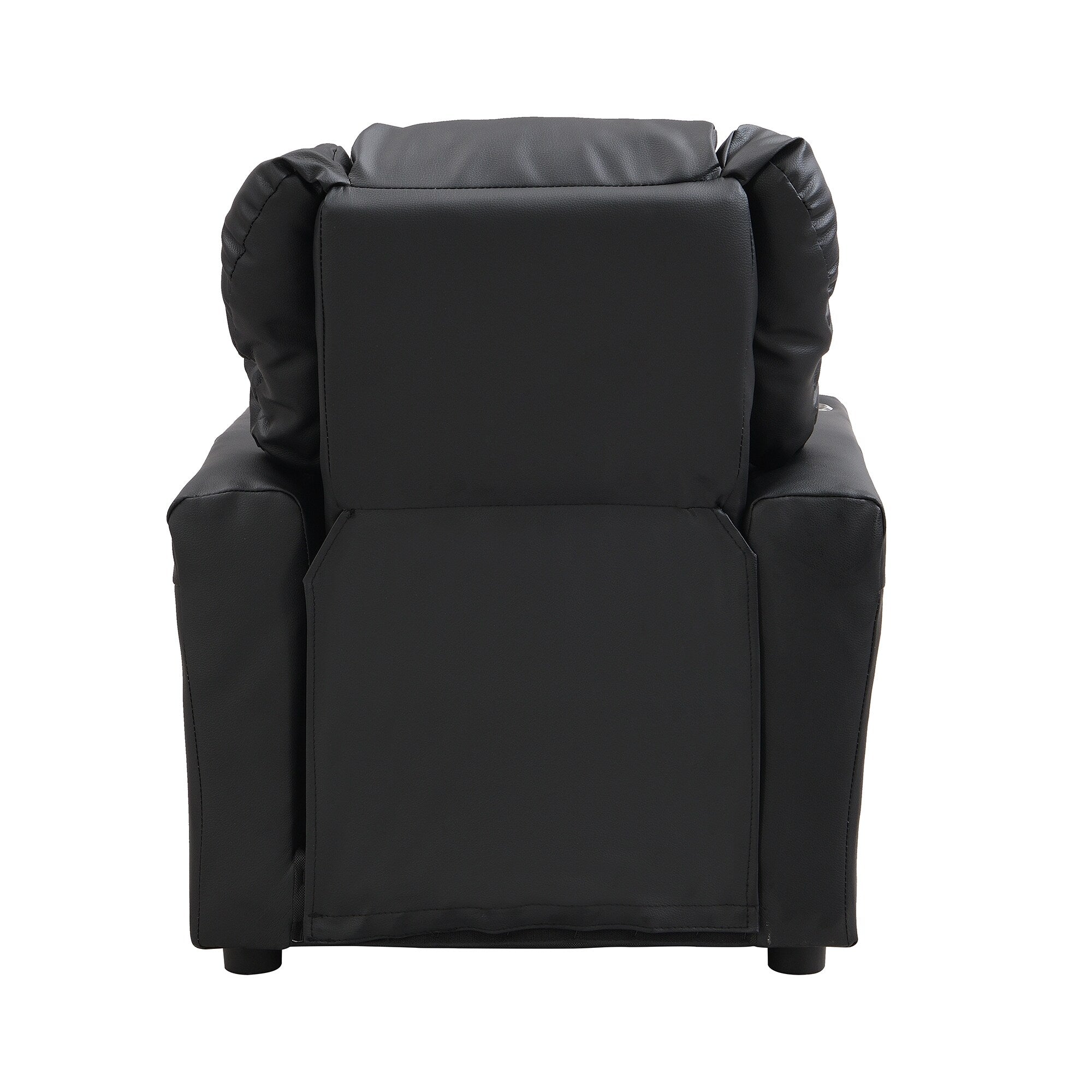 Kids Recliner Chair Black PVC Durable Toddler Chair with Cup Holder Ergonomic Design Easy Assembly 150 lbs Capacity