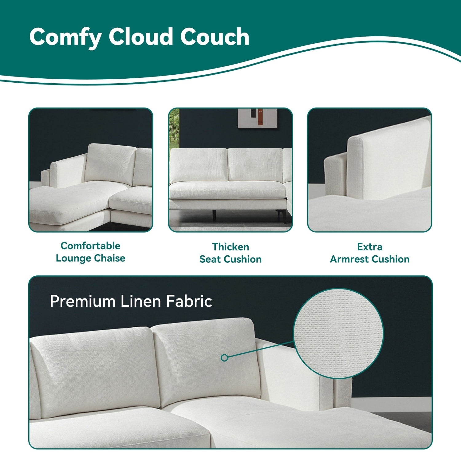 Modular L-shaped Sofa With a Reversible Design and Built-in Wooden Decorative Box
