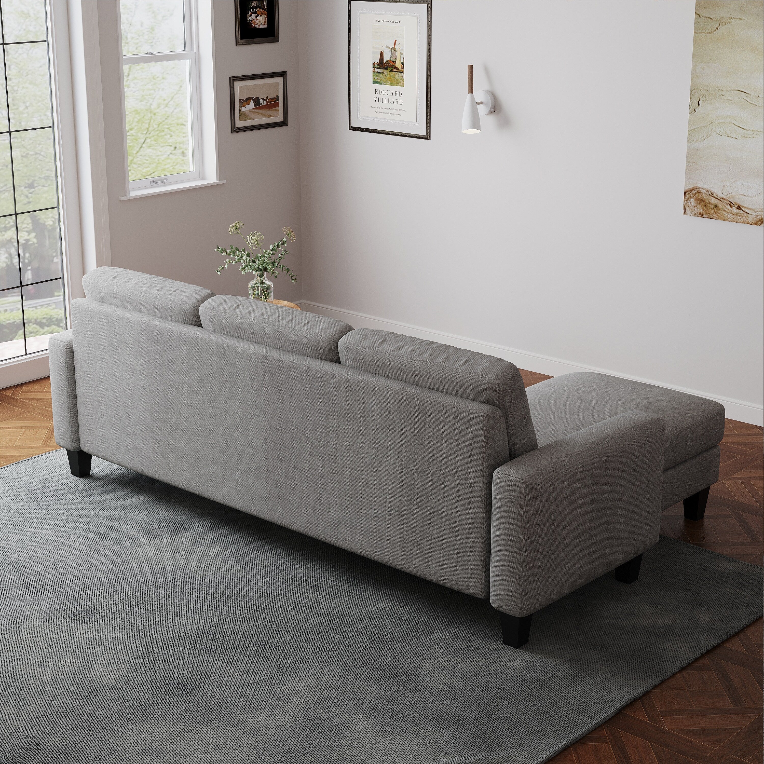 L-Shape Sofa for Small Spaces - Corner Couch with Ottoman