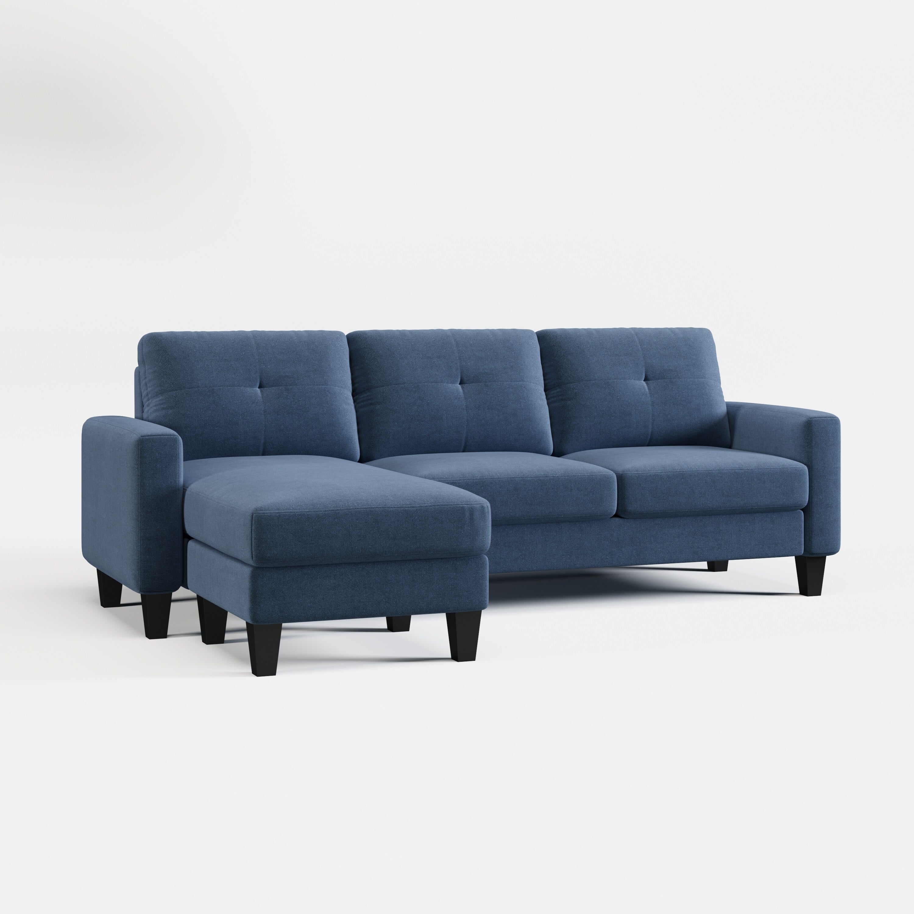 L-Shape Sofa for Small Spaces - Corner Couch with Ottoman