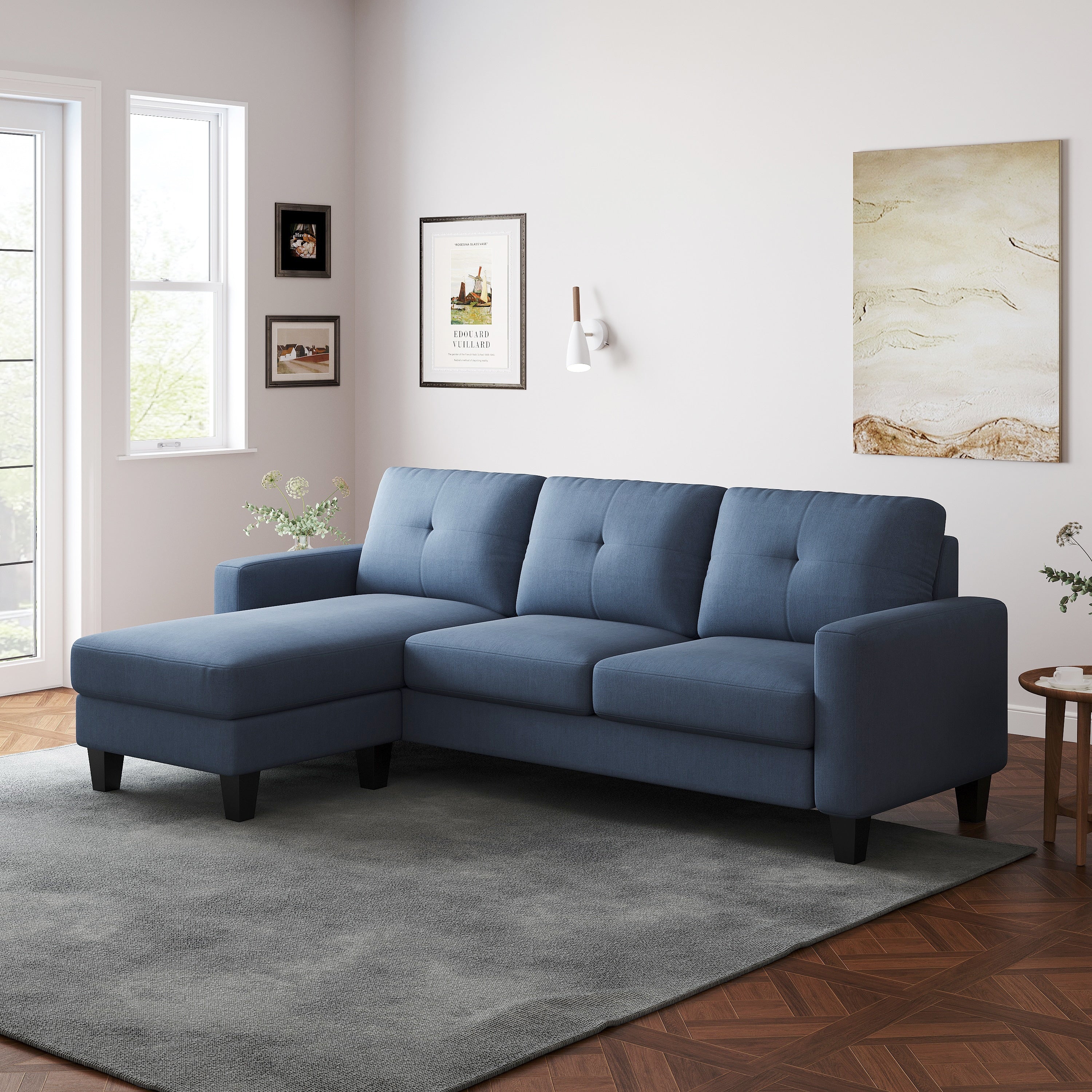 L-Shape Sofa for Small Spaces - Corner Couch with Ottoman