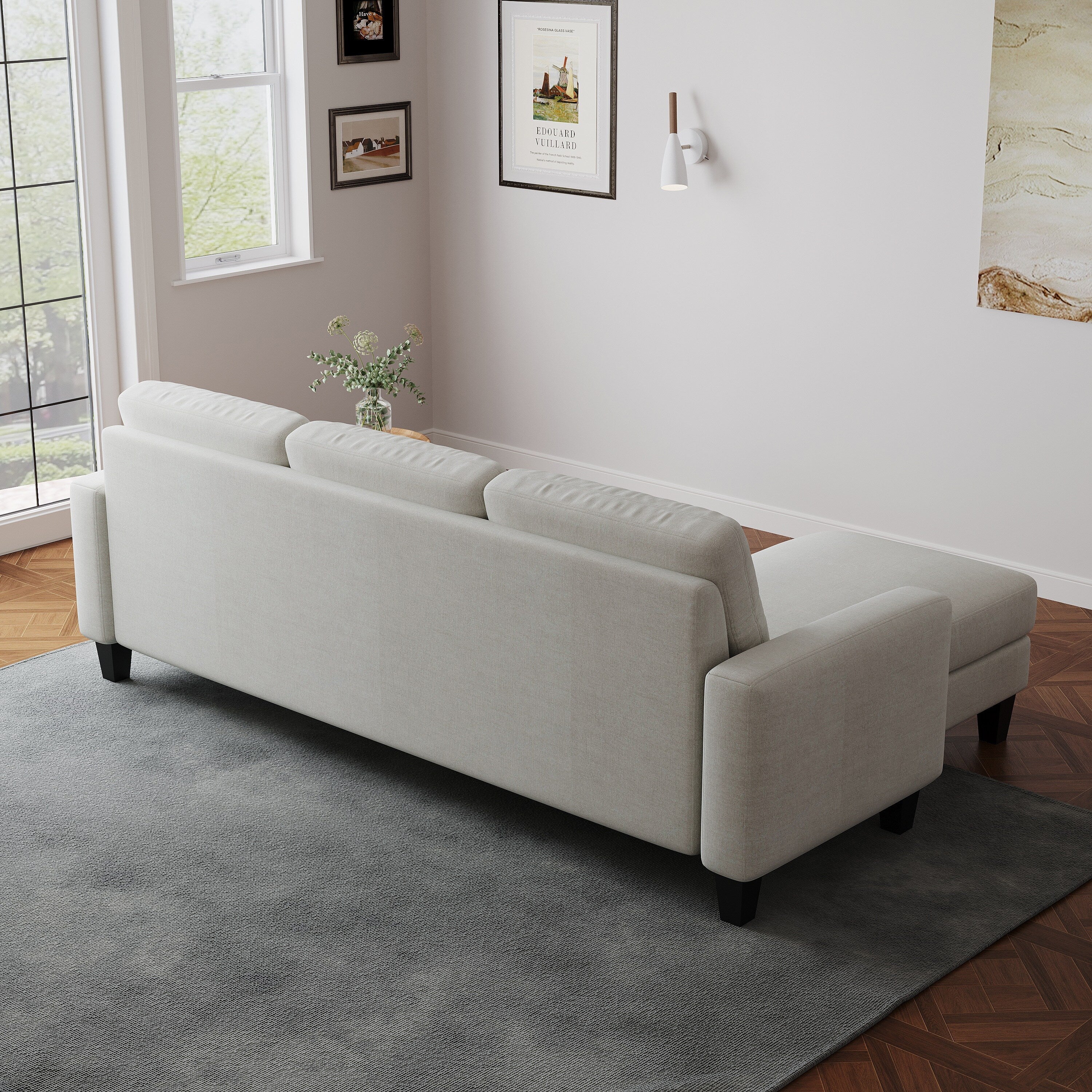 L-Shape Sofa for Small Spaces - Corner Couch with Ottoman