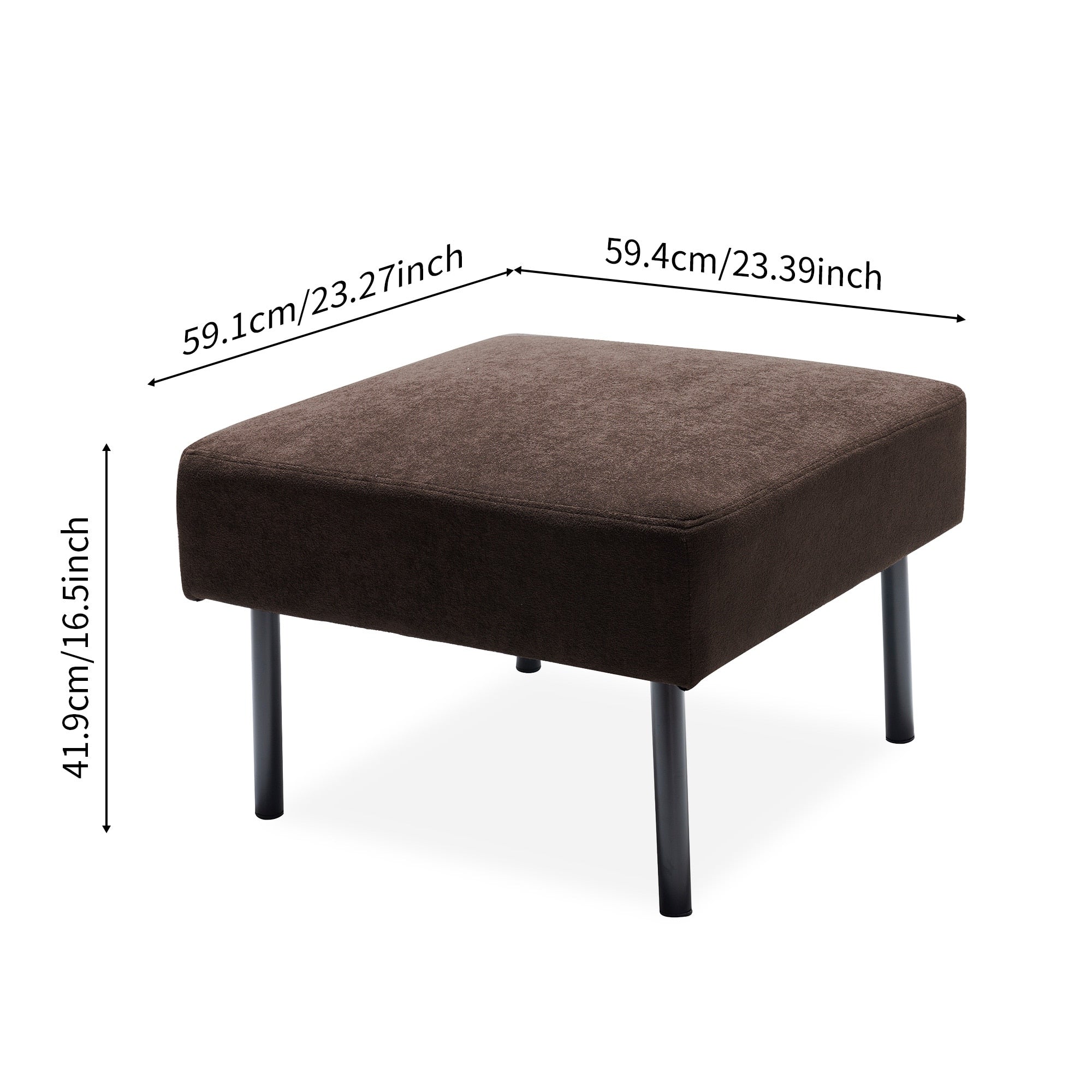 L-Shaped 2 Seater Sofa with Ottoman, Modern Polyester Fabric Loveseat Sofa, Comfy Small Couches for Small Space