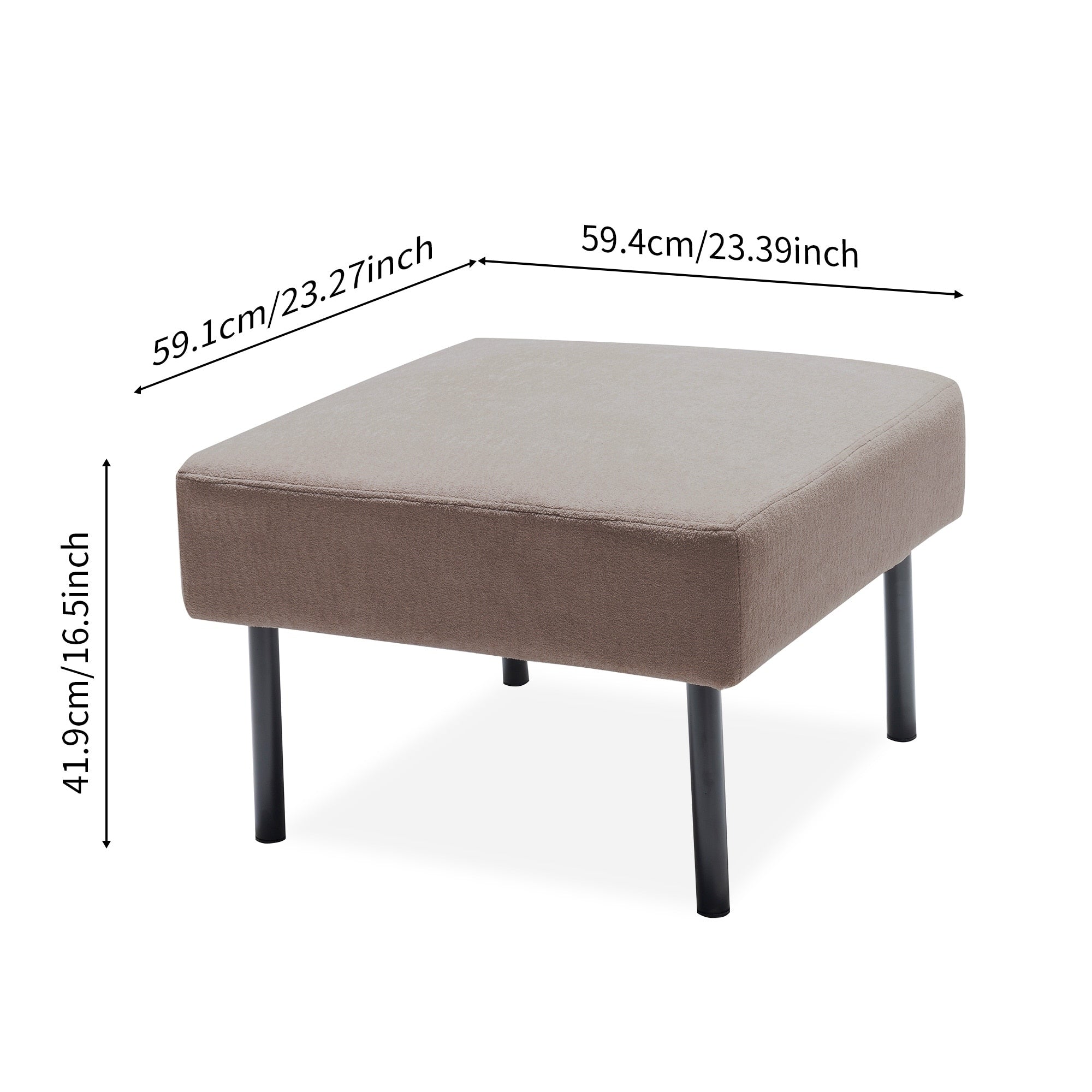 L-Shaped 2 Seater Sofa with Ottoman, Modern Polyester Fabric Loveseat Sofa, Comfy Small Couches for Small Space