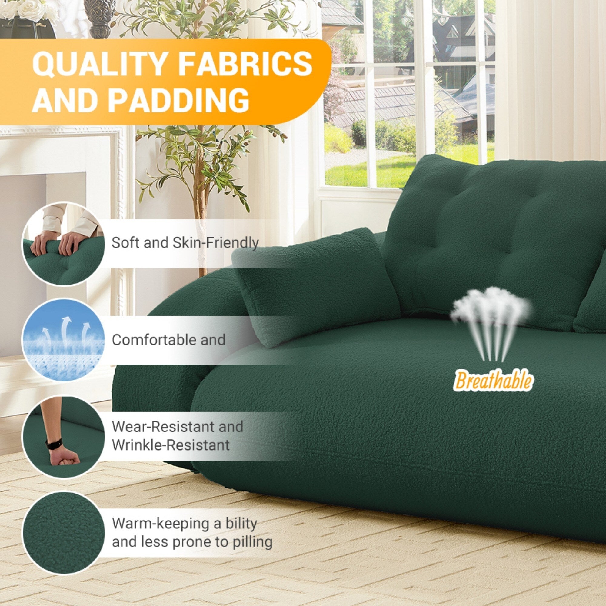 78in Wide Lazy Sofa Couch Multi Functional Foldable Sofa Bed