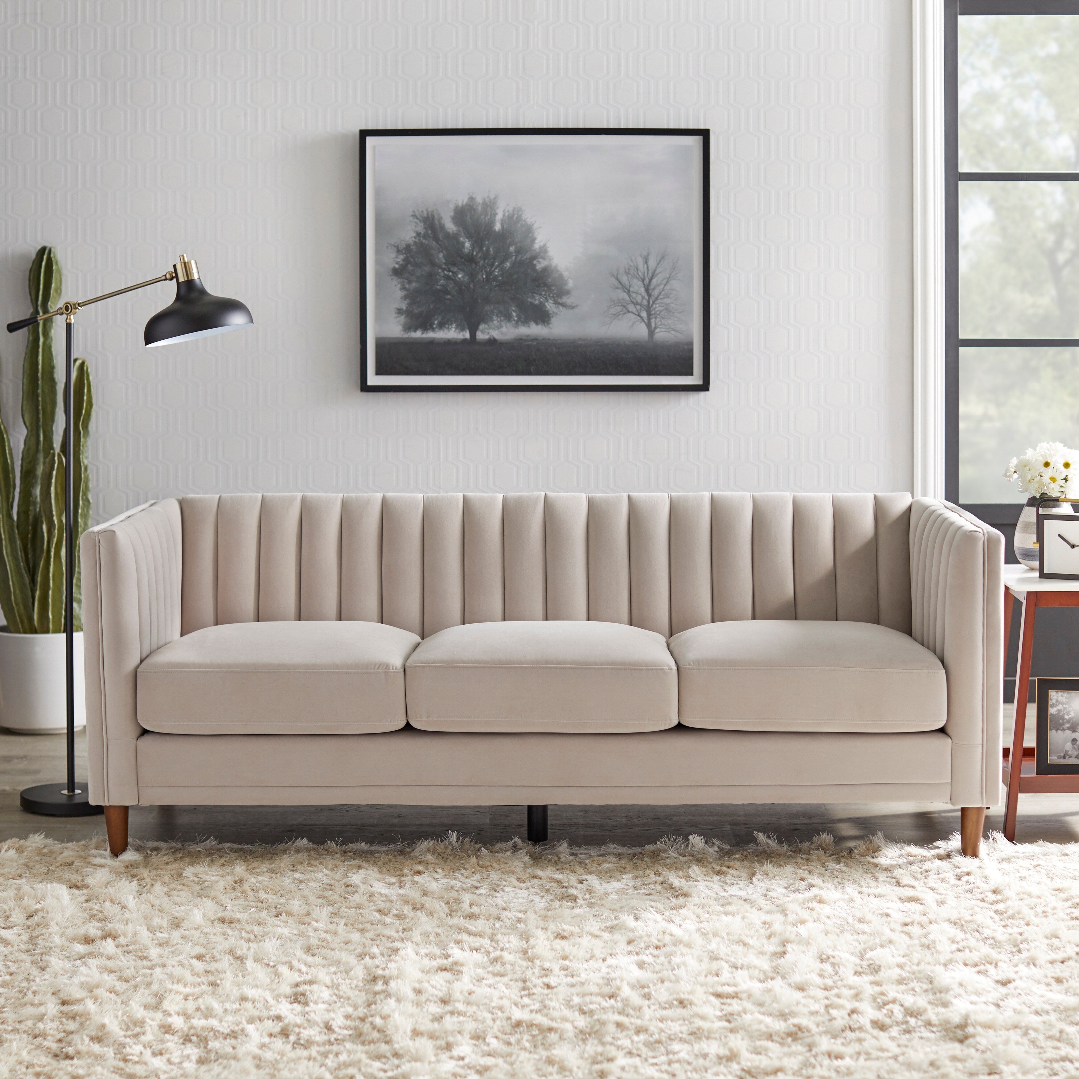 Lifestorey Paxton Channel Back Tuxedo Sofa