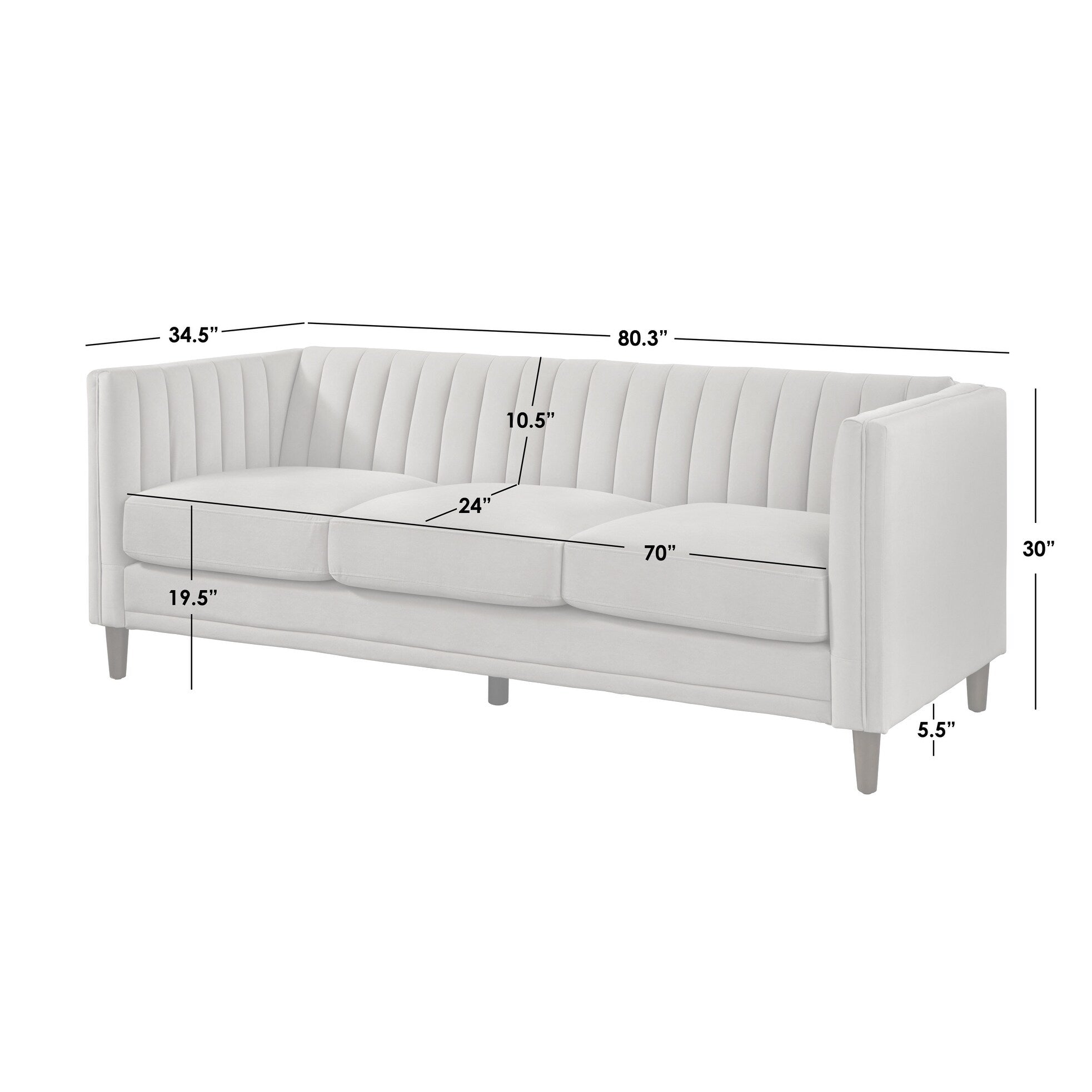 Lifestorey Paxton Channel Back Tuxedo Sofa
